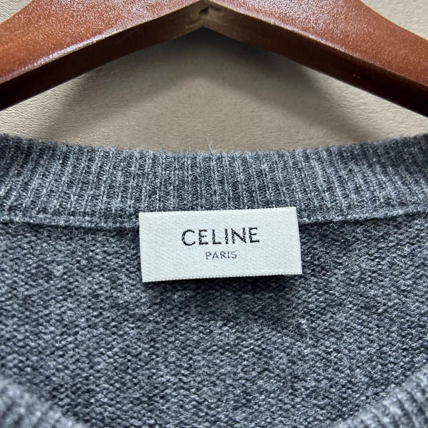 Celine NWT deep gray cashmere letter knit L