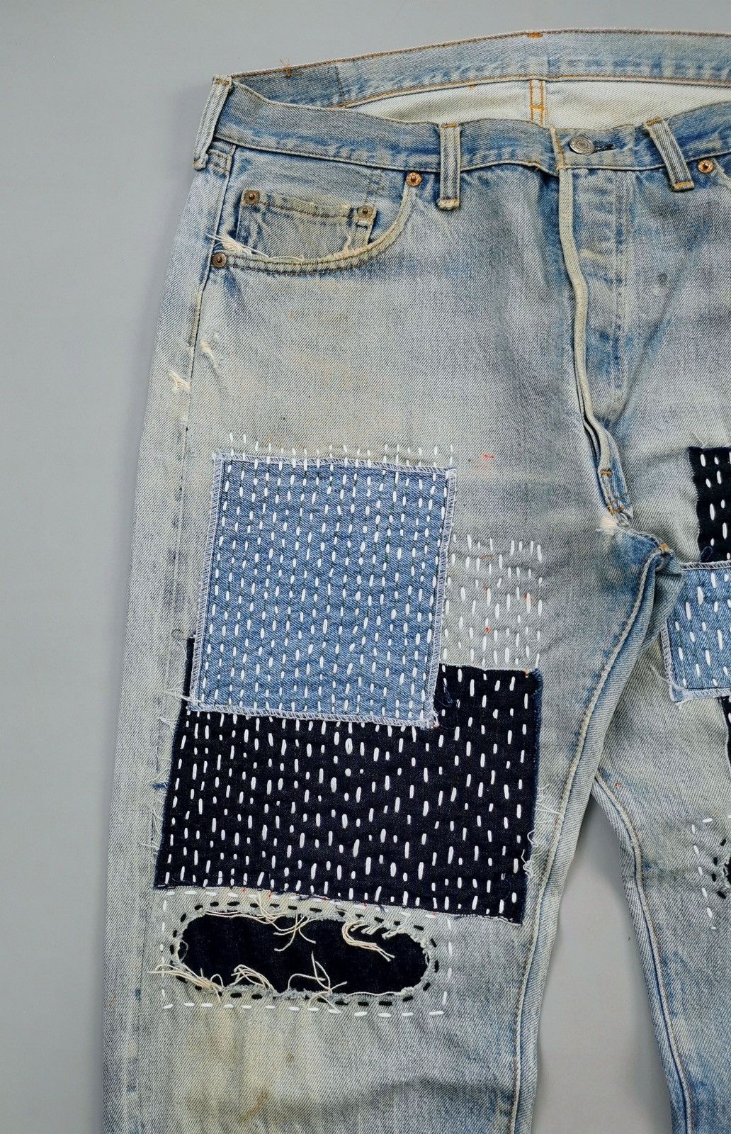Levi's 80s Vintage Levis Selvedge Denim Patchwork Jeans Size US 36 / EU 52 - 6 Thumbnail