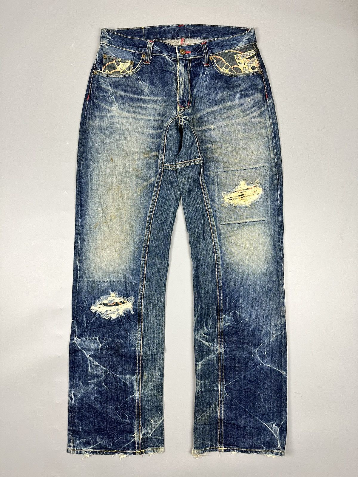 Eternal Distressed Vintage Eternal Japanese Arts Whiskered Denim Size US 33 - 1 Thumbnail