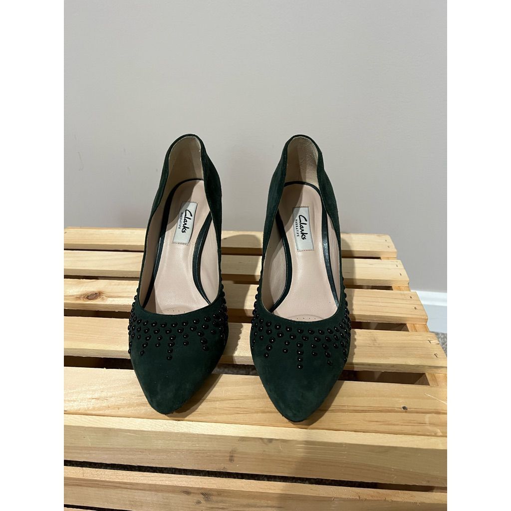 Clarks Clarks Narrative Women's Pump Heels Shoes Suede Dark Green B Size US 7 / IT 37 - 2 Thumbnail