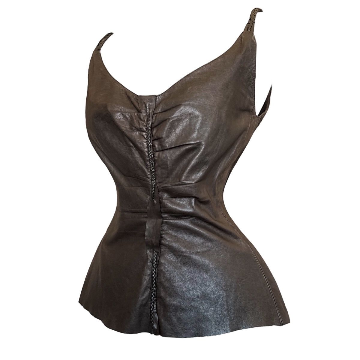 Gucci × Tom Ford Runway Gucci by Tom Ford brown leather top Size S / US 4 / IT 40 - 1 Thumbnail