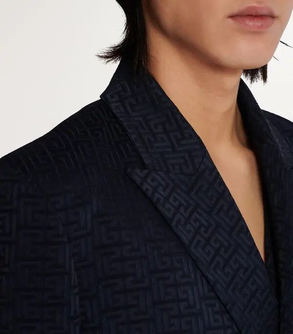 Balmain o1s1wg110925 PB Monogram Satin Jacket in Navy Blue Size US S / EU 44-46 / 1 - 6 Thumbnail