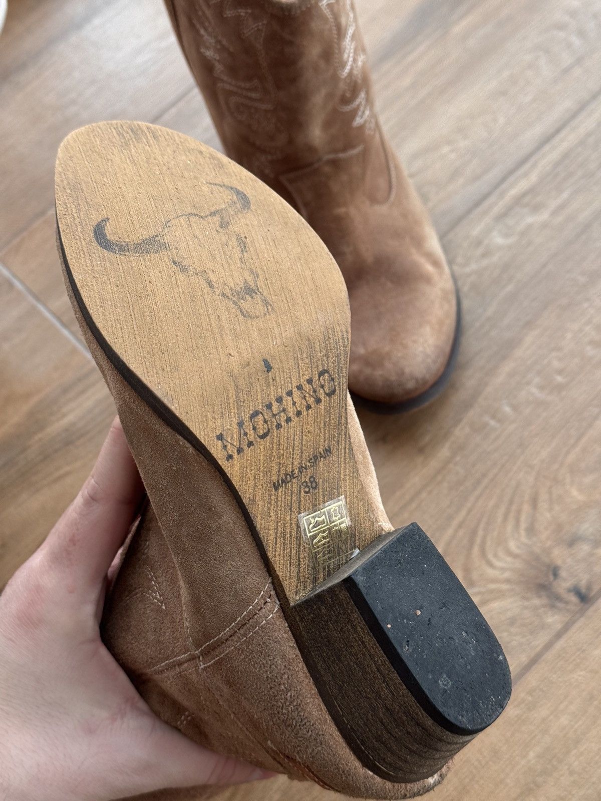 Cowboy Equipment × Vintage Vintage Mohino Faux Leather Suede Embroidered W’Cowboy Boots Size US 8 / IT 38 - 8 Thumbnail