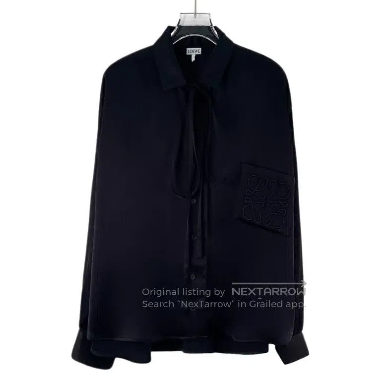 Loewe Loewe Black Pocket Logo Embroidered Collar Lapel Bow Tie L Size XS / US 0-2 / IT 36-38 - 1 Thumbnail