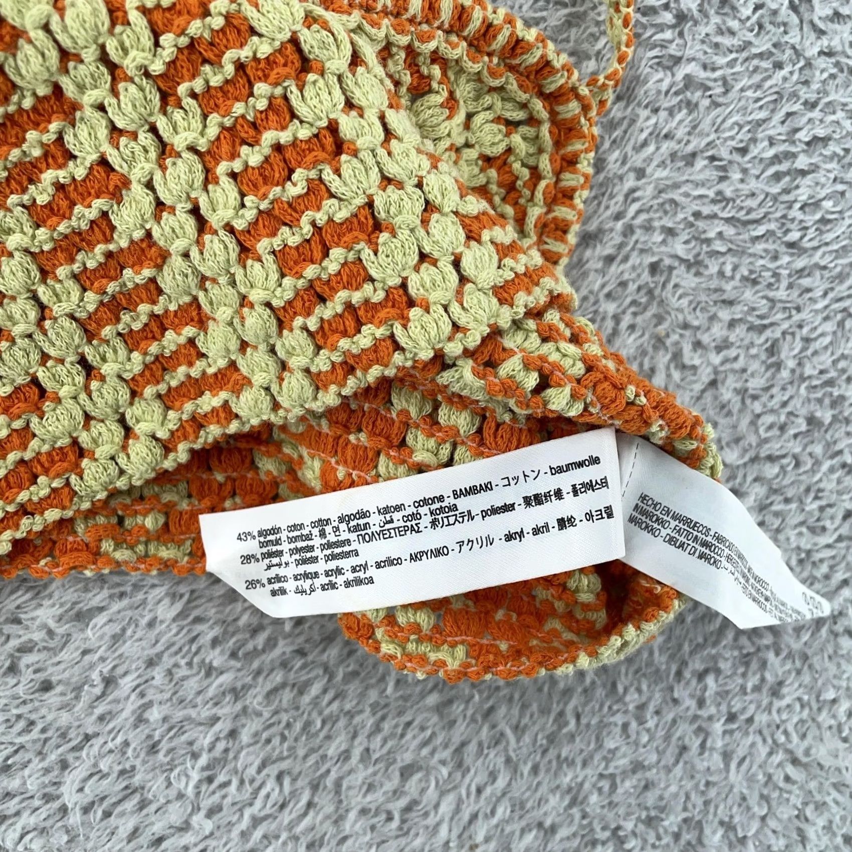 Zara Zara Crochet Crop Top Women's M Orange Cream Knit Strappy Cami V Neck Boho Camisole Tank Size M / US 6-8 / IT 42-44 - 6 Thumbnail
