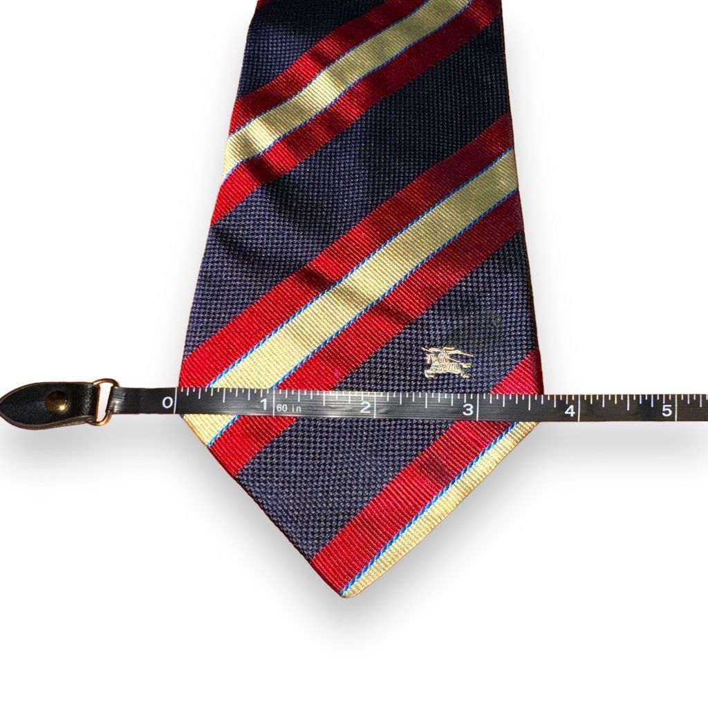 Burberry Burberry London Navy & Red Rep Stripe Handmade Silk Tie Size ONE SIZE - 2 Thumbnail
