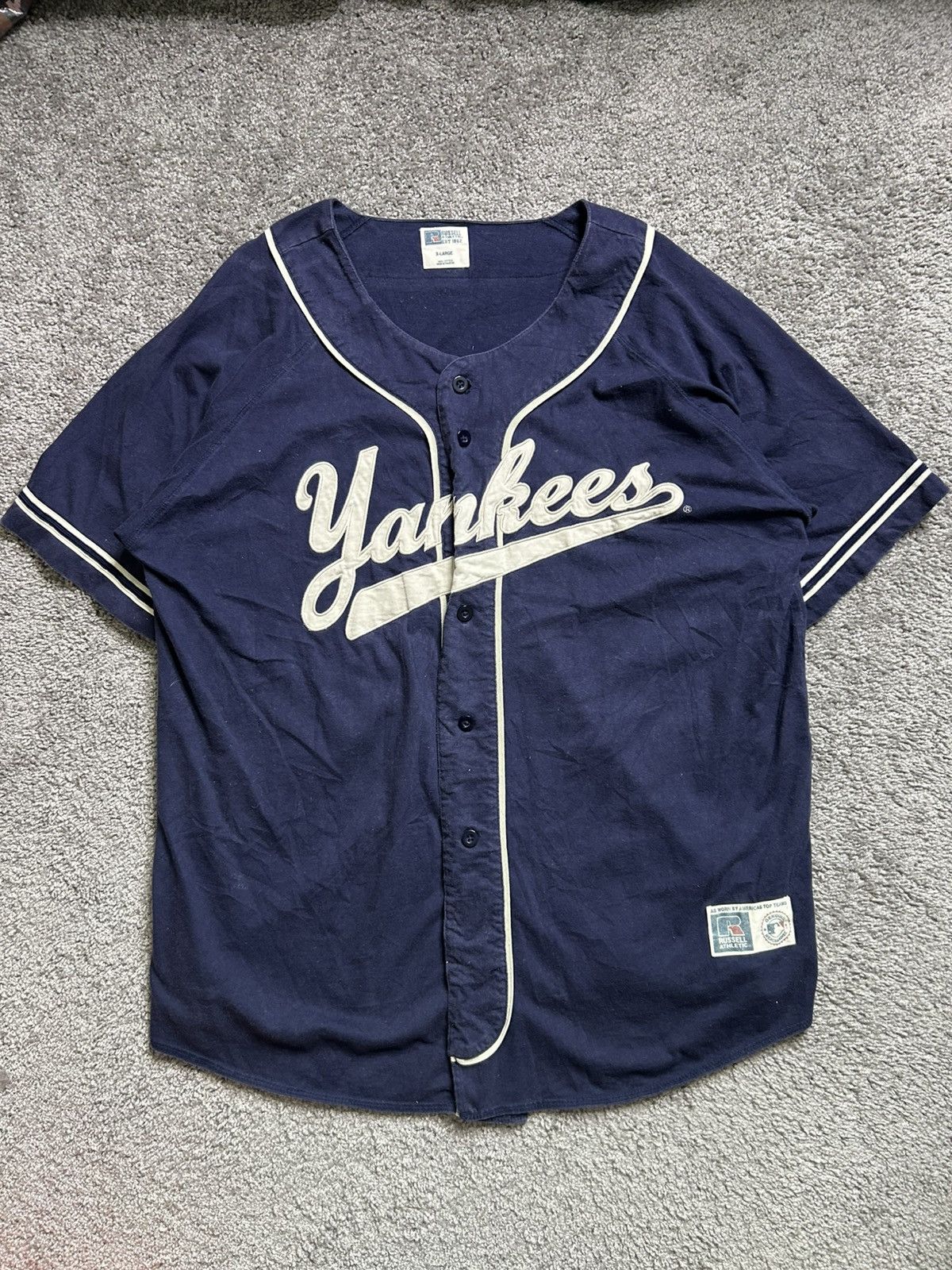 Vintage 90s New York Yankees Russell MLB Baseball Jersey