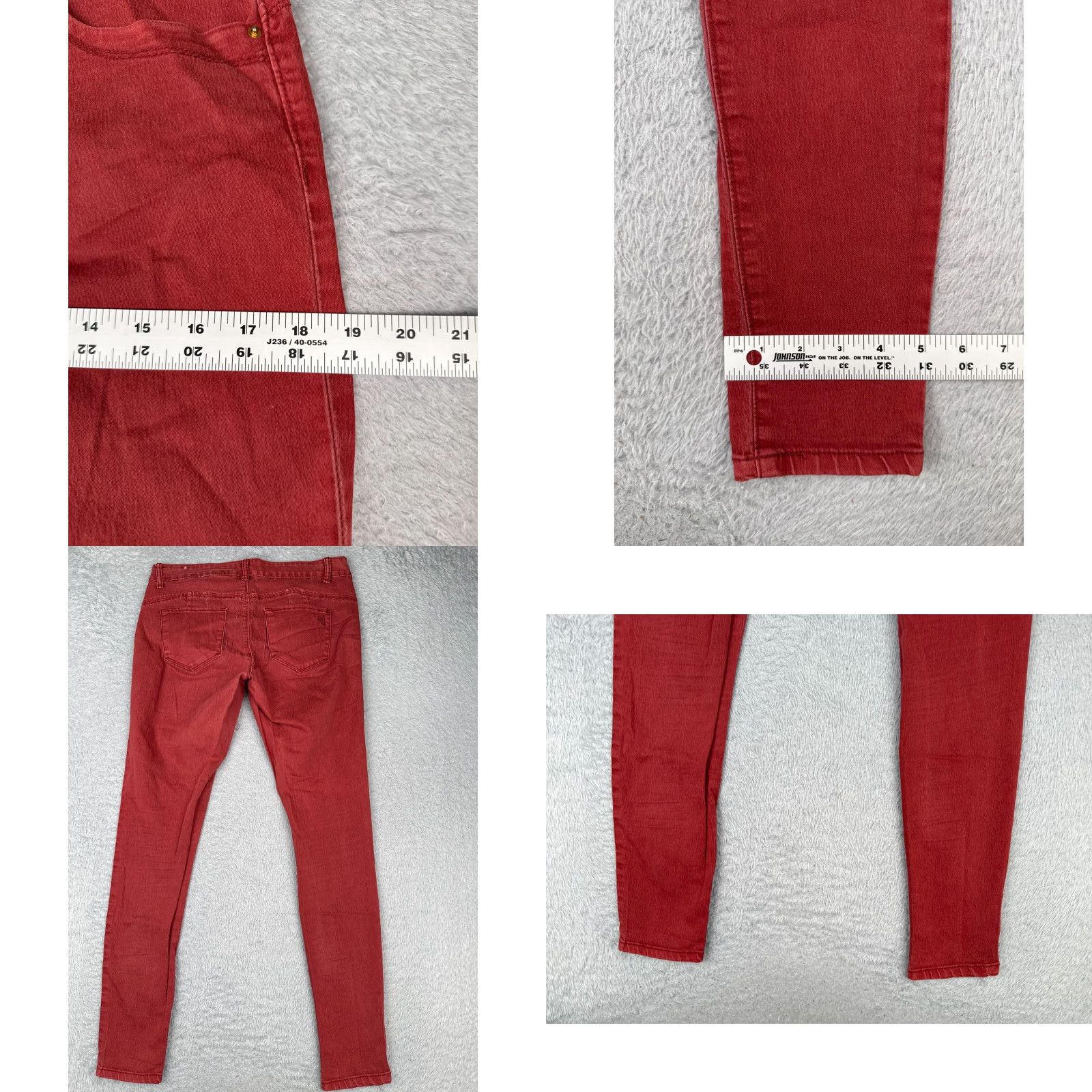 Vintage VIP Jeans Red Denim Skinny Jeans Womens 31x31 Mid Rise Cotton Blend Stretch 11 Regular 5-Pocket Distressed Buttons Vintage No Size 32" / US 10 / IT 46 - 9 Thumbnail