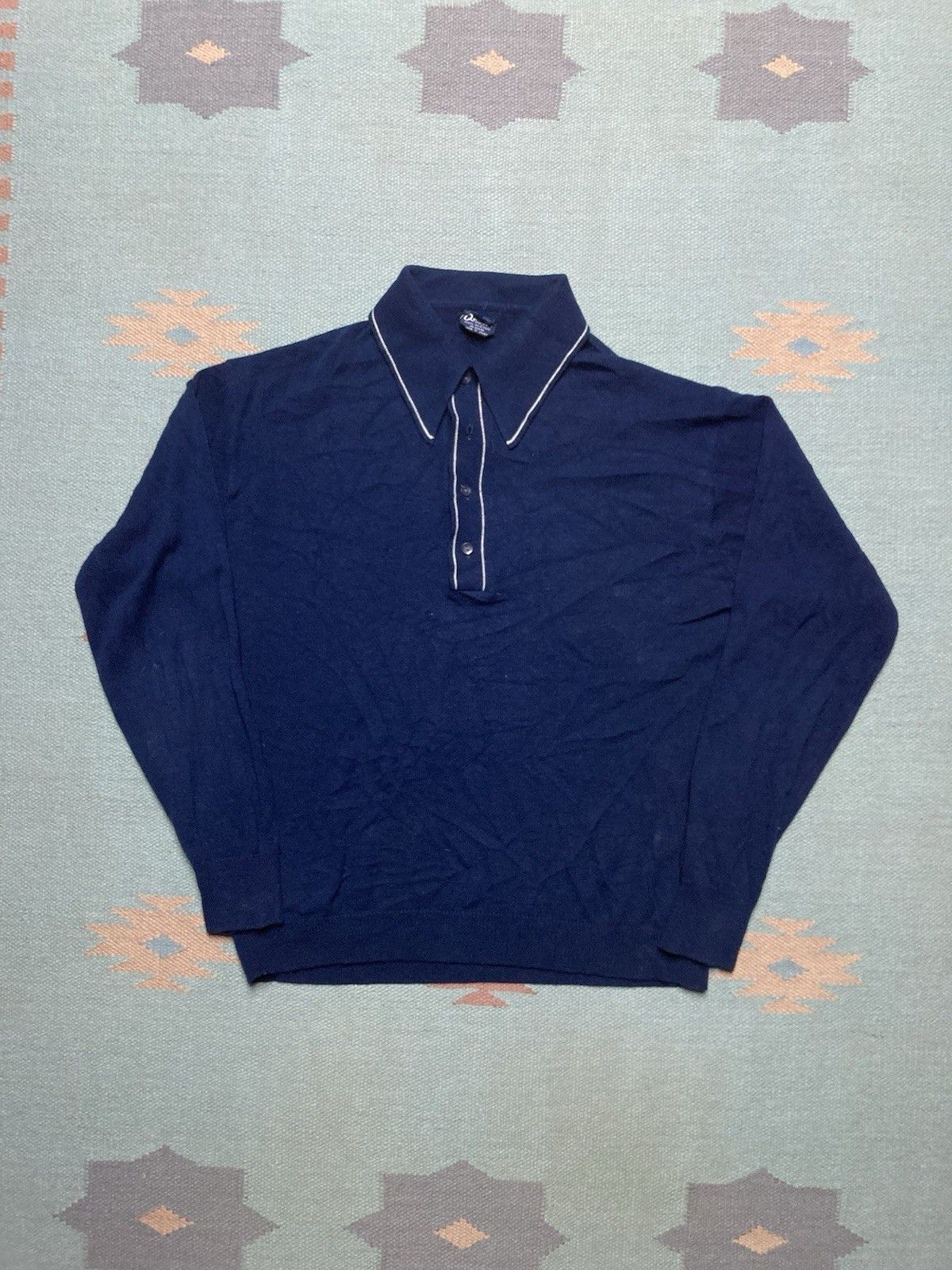 Vintage Vintage 70s polo shirt acrylic sweater dagger collar large Size US L / EU 52-54 / 3 - 1 Thumbnail