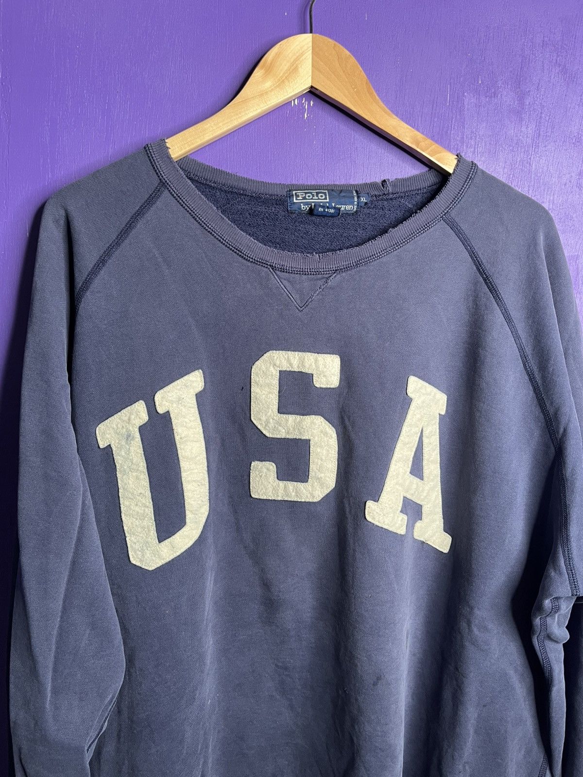 Polo Ralph Lauren × Vintage Vintage 90s Polo Ralph Lauren USA crewneck Size US XXL / EU 58 / 5 - 3 Thumbnail
