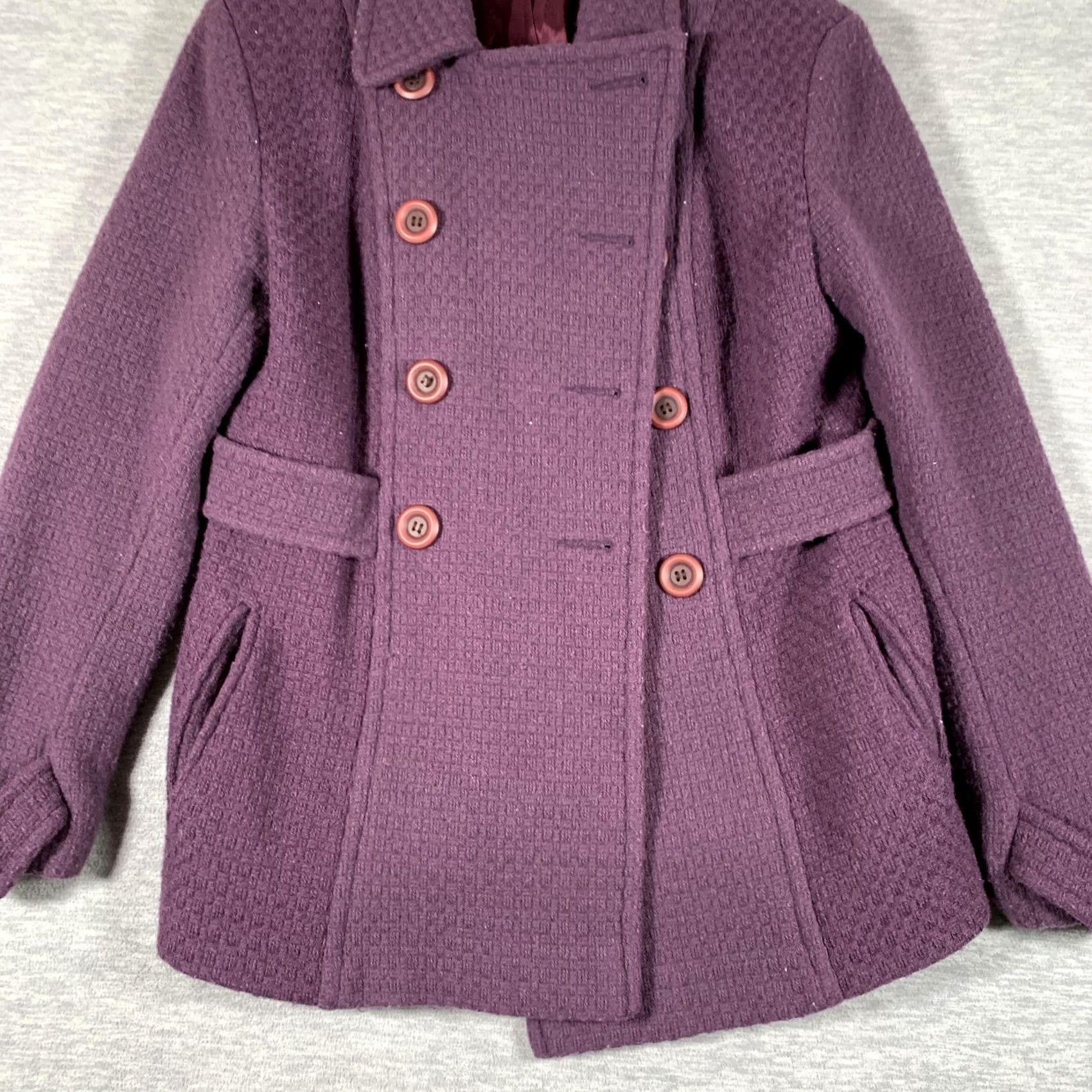 Vintage Jonathan Michael Coat Womens 4 Purple Wool Pea Coat Tweed Button Lined USA Size S / US 4 / IT 40 - 3 Thumbnail