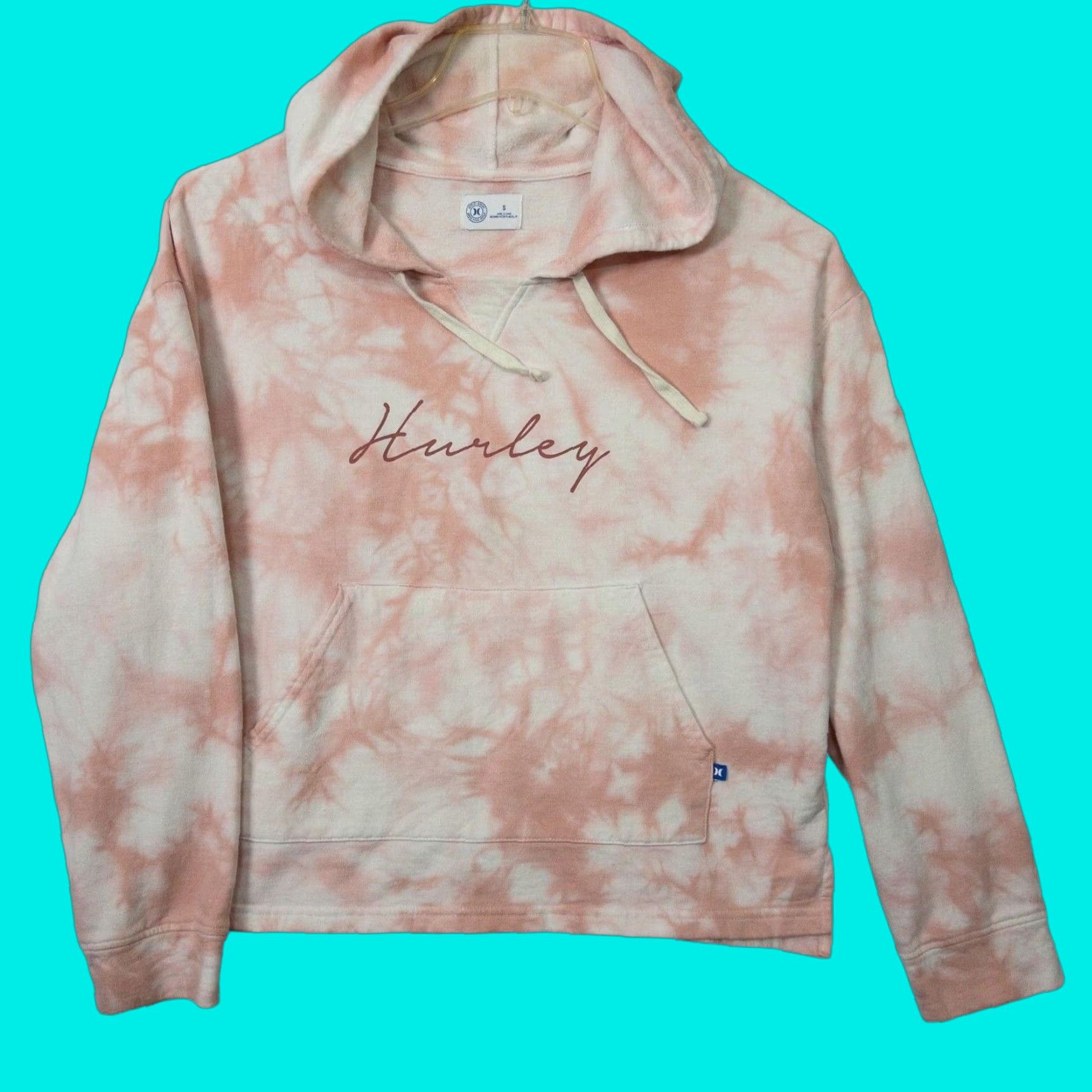 Hurley Hurley Hoodie Pullover Sweatshirt Pink Tie Dye Cropped Front Pocket Womens Small S Size S / US 4 / IT 40 - 1 Thumbnail