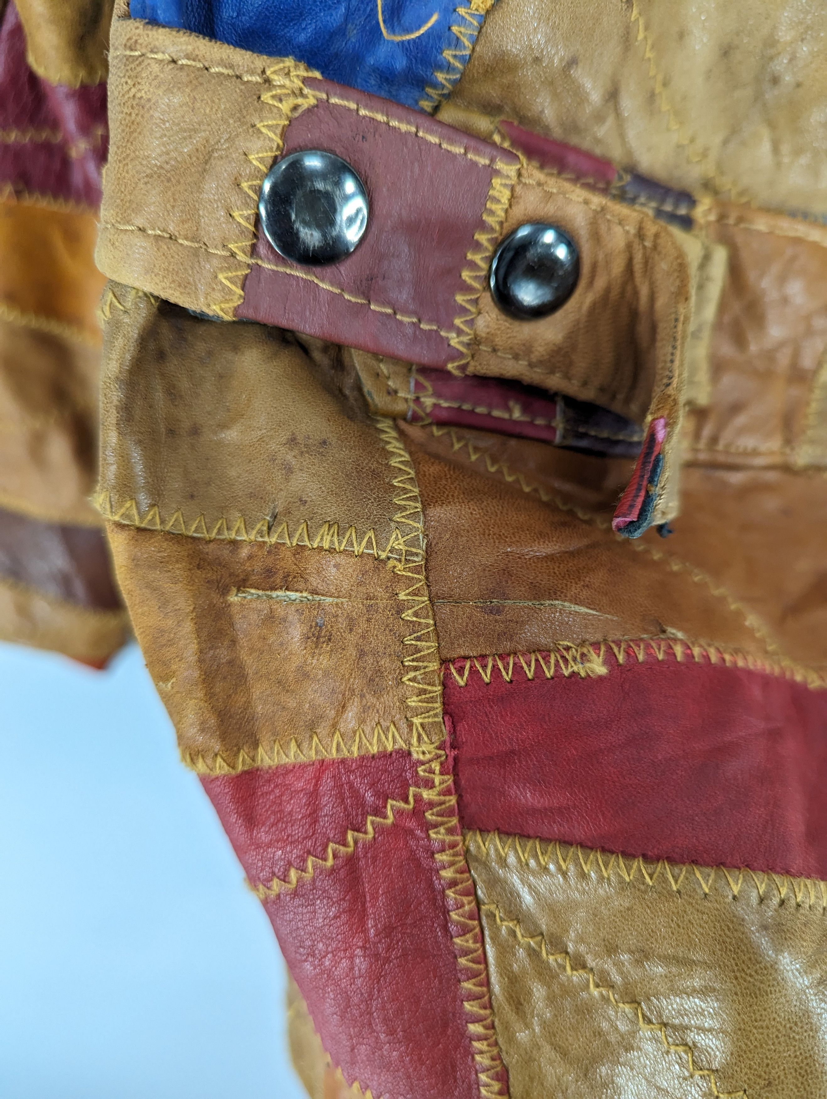 Vintage 🔥RARE🔥Vintage Unbrand Patchwork Leather Jacket Size XS / US 0-2 / IT 36-38 - 17 Thumbnail