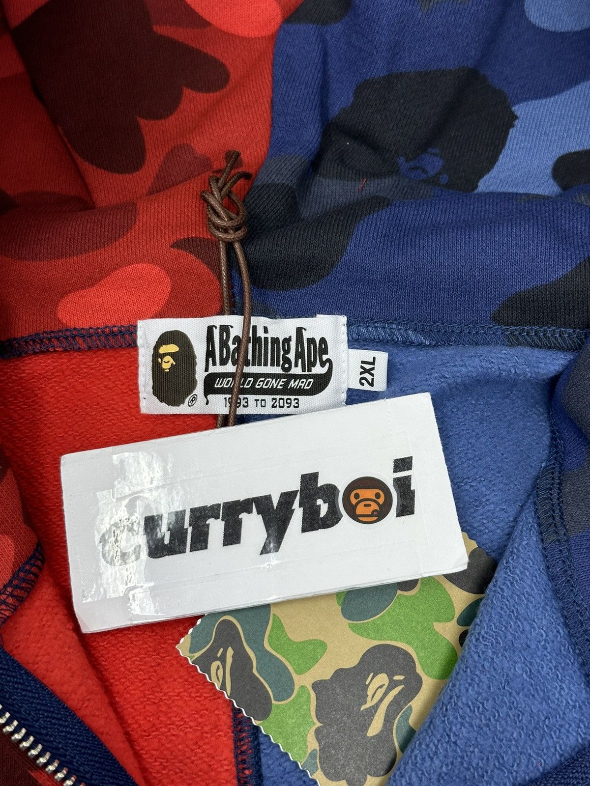 Bape BAPE Color Camo Shark Full Zip Hoodie Red/Navy Size US XXL / EU 58 / 5 - 8 Thumbnail