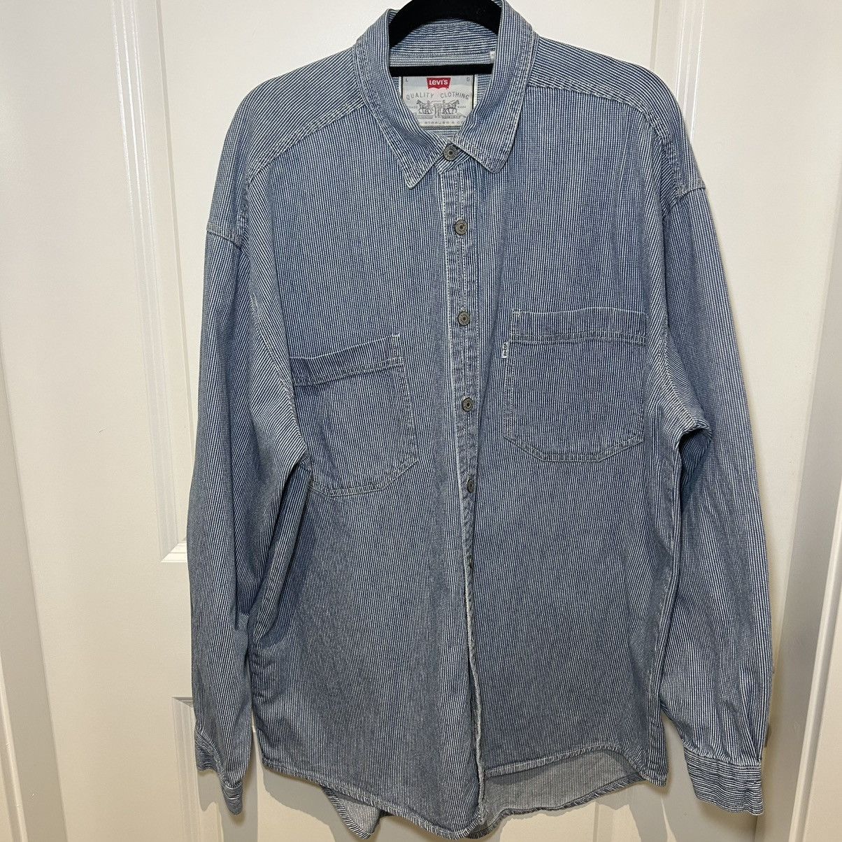Levi's Levi’s Railroad Conductor Stripe Button Down Shirt Size L Size US L / EU 52-54 / 3 - 1 Thumbnail