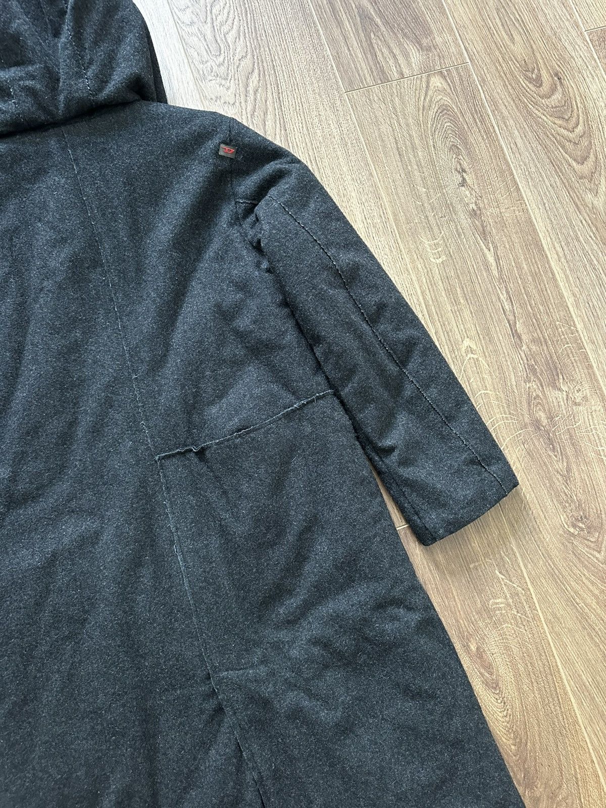 Diesel × Vintage Diesel Vintage Disstressed Patch Pocket Wool Hooded Jacket Size L / US 10 / IT 46 - 16 Thumbnail