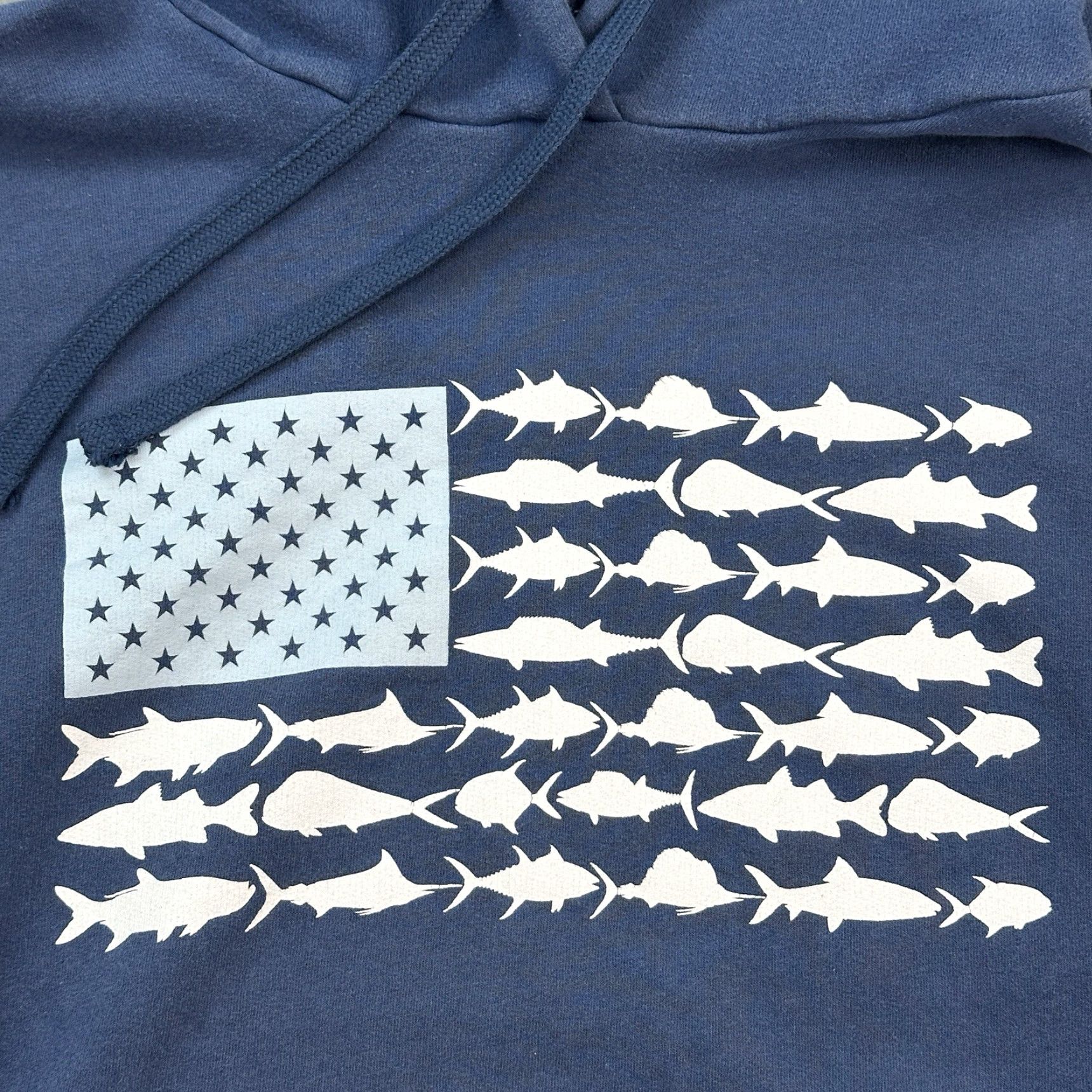 Vintage Columbia PFG Hoodie Mens 2XL Blue USA Fish Flag Pullover Outdoor Hiking Fishing Hooded Pockets Regular Fit Shirt Size US XXL / EU 58 / 5 - 6 Thumbnail