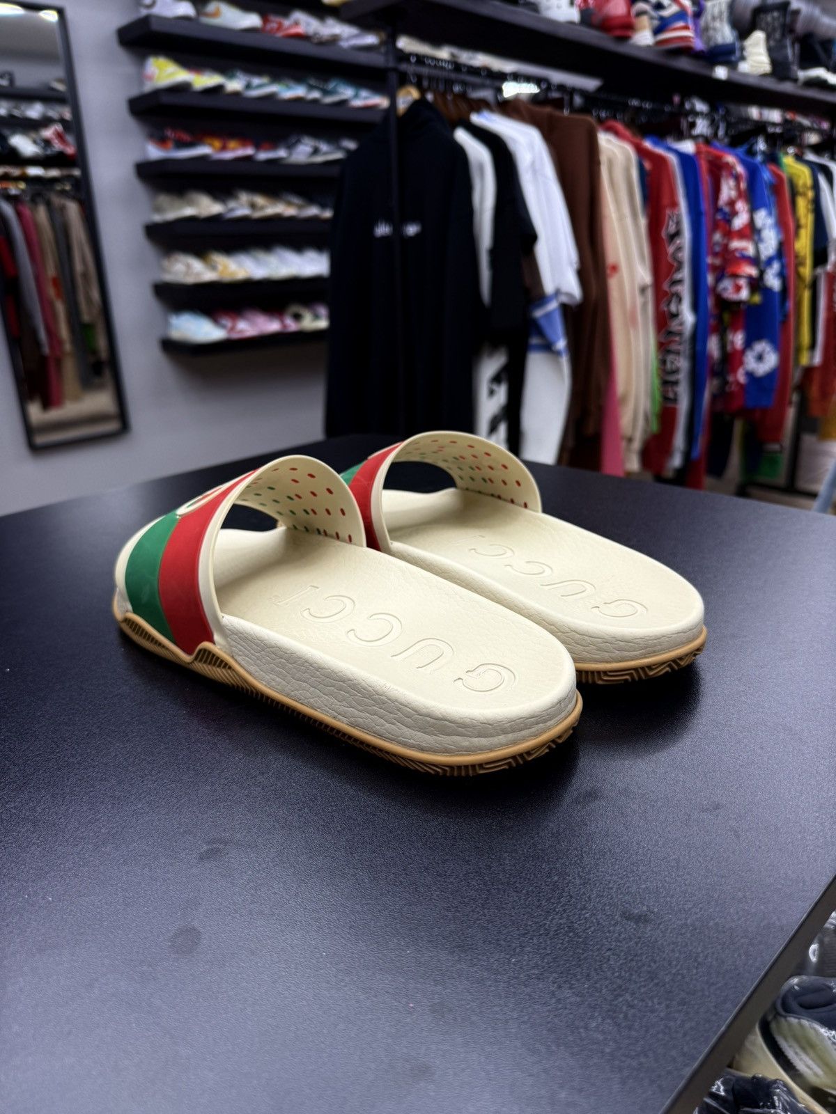 Gucci GUCCI Green Red Beige Interlocking GG Logo Slides sz 12 Size US 12 / EU 45 - 10 Thumbnail
