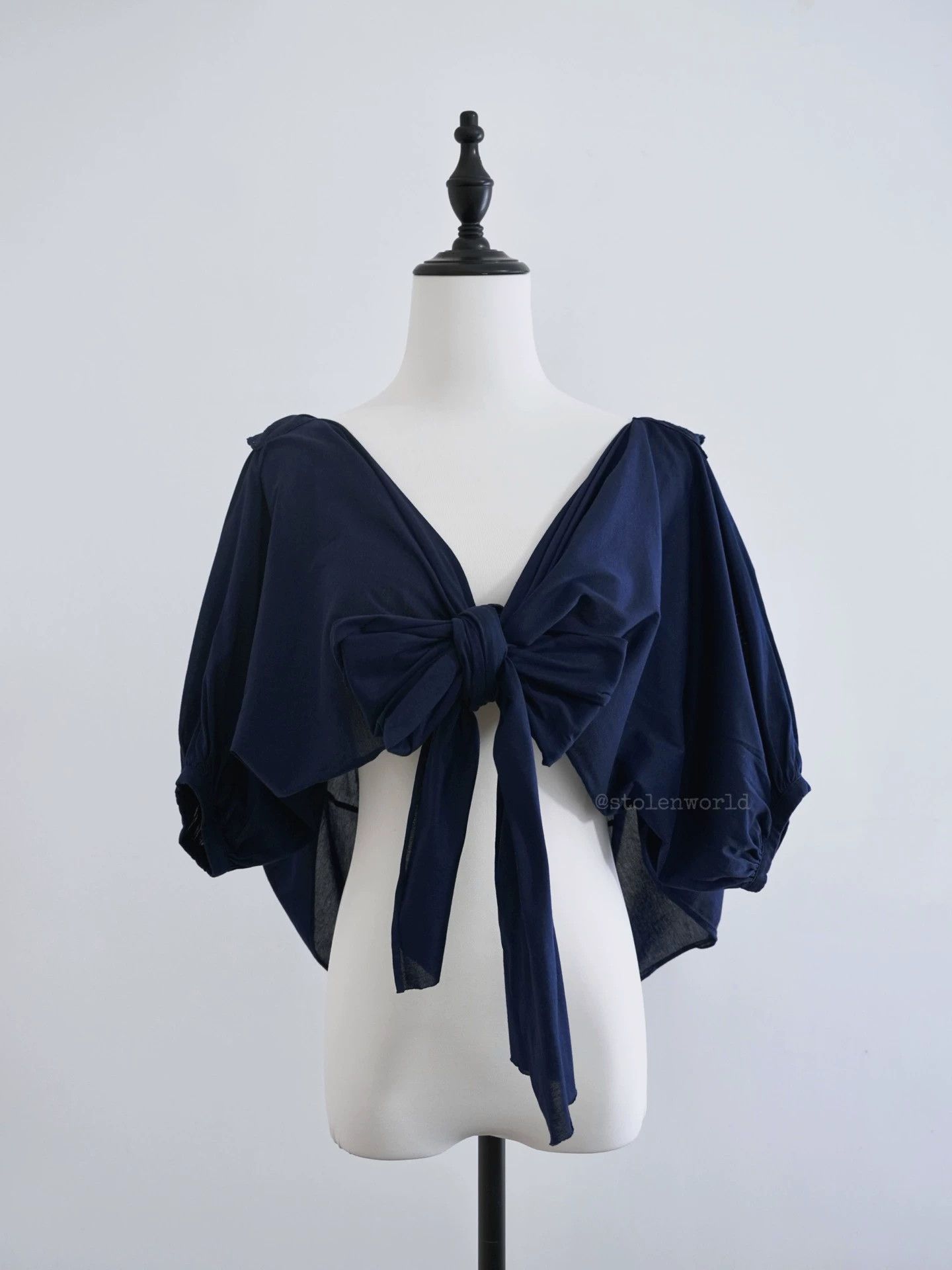 Comme des Garcons Comme des Garçons Tao Line 2008 SS Navy Ribbon-tie Blouse M Size M / US 6-8 / IT 42-44 - 1 Thumbnail