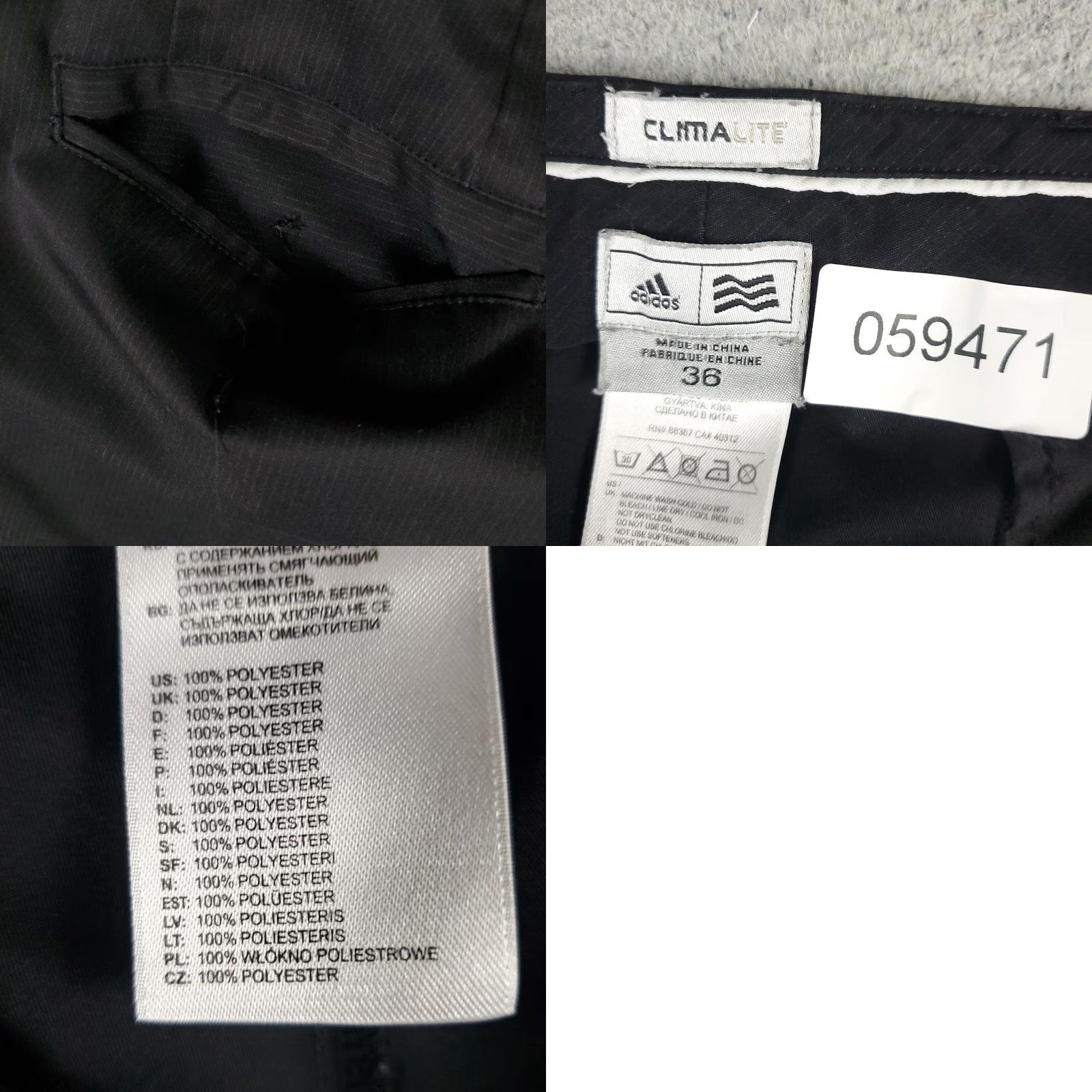 Adidas Adidas Shorts Mens 36 Black Golf Casual Flat Front Chino Pockets Zip Polyester Machine Washable Size US 36 / EU 52 - 8 Thumbnail