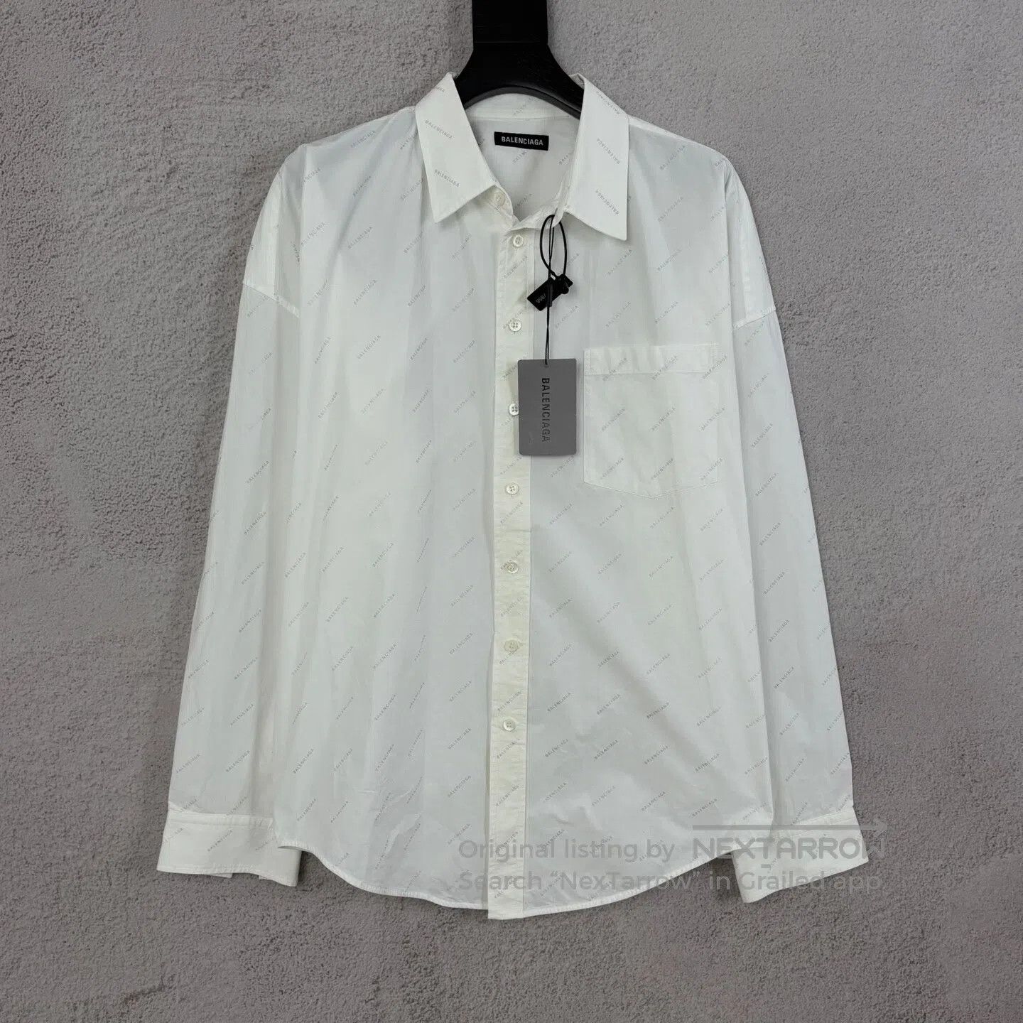 Balenciaga Balenciaga Long-sleeved shirt with a full silver logo Size US XXS / EU 40 - 1 Thumbnail