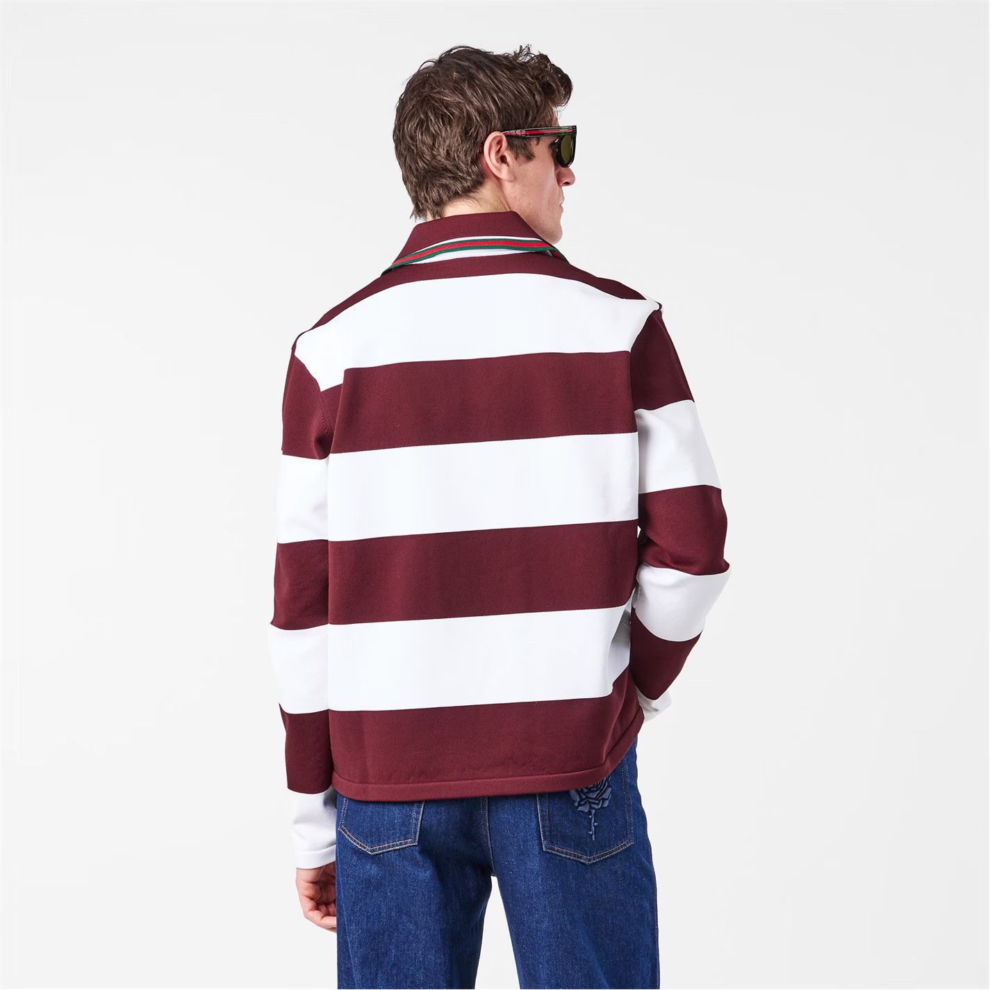 Gucci o1g2r1mq0426 Embroidered Knit Polo Shirt in White/Bordeaux Size US M / EU 48-50 / 2 - 5 Thumbnail