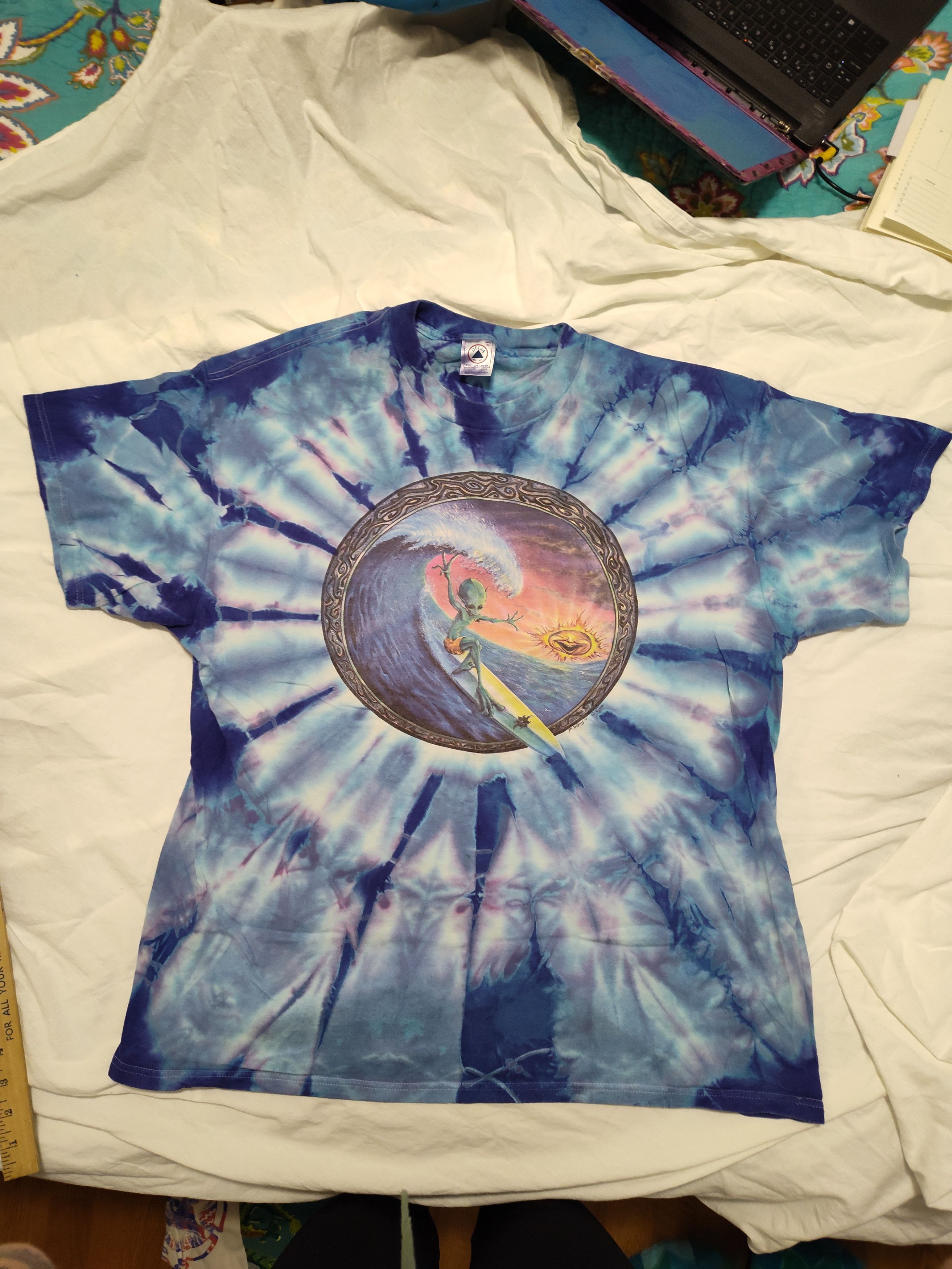 Delta Rare 1997 Michael DuBois Alien Surfing Tie Dye Shirt XL Size US XL / EU 56 / 4 - 7 Thumbnail
