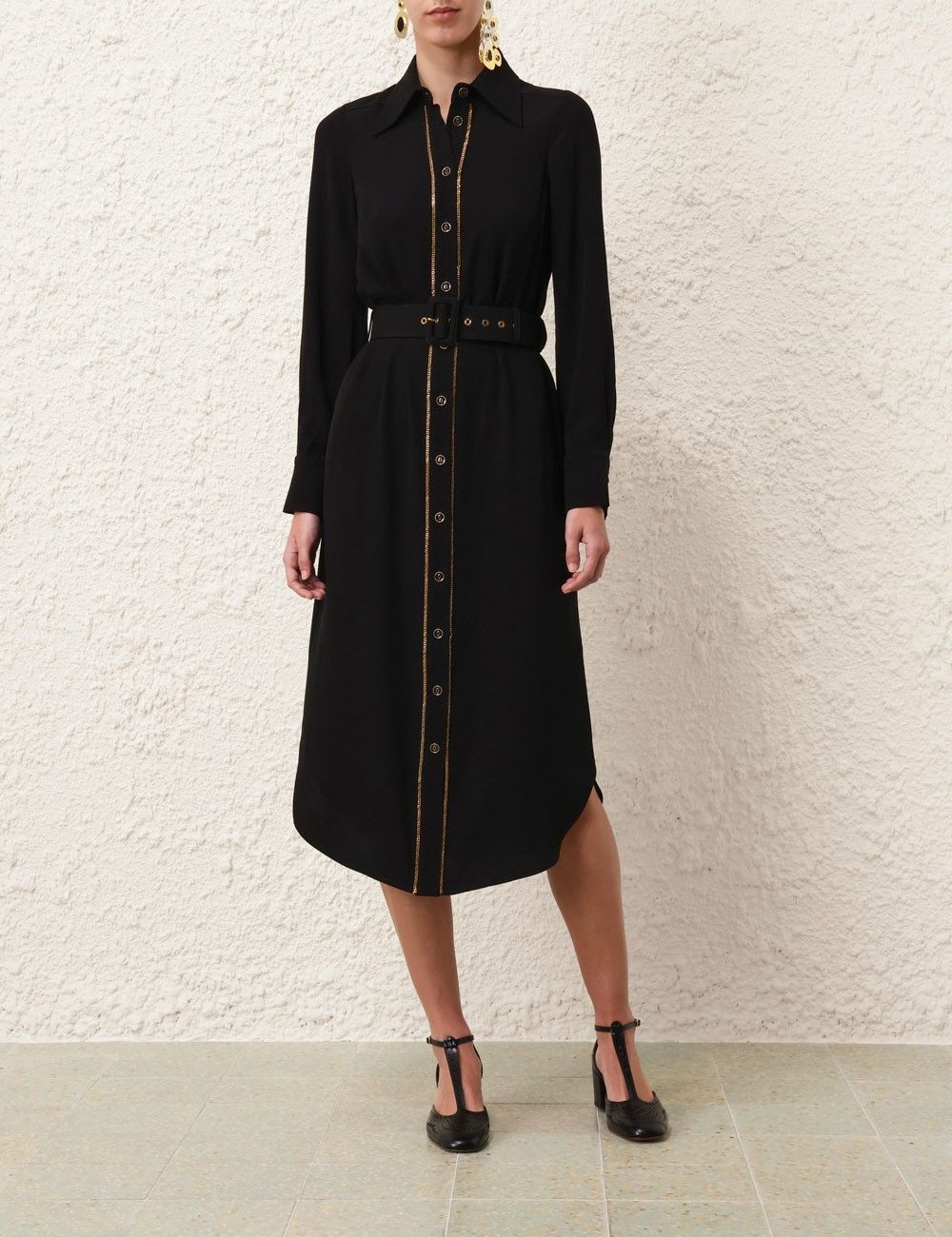 Zimmermann oc11z0825 Chain Midi Dress in Black Size L / US 10 / IT 46 - 2 Thumbnail