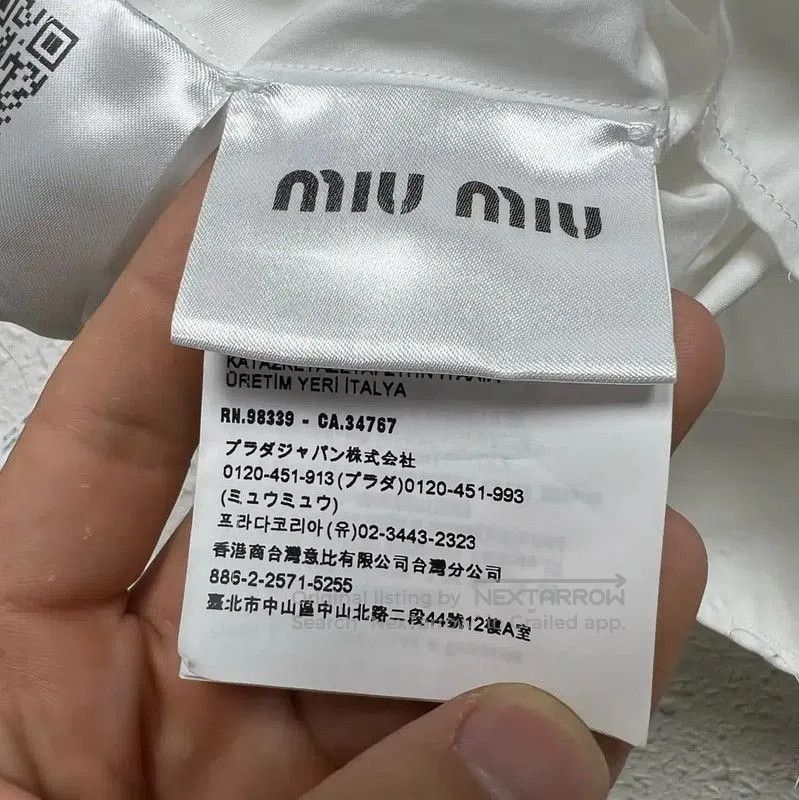 Miu Miu Miu Miu Summer White Cotton Embroidered Crop Shirt . Size XXS / US 00 / IT 34 - 5 Thumbnail