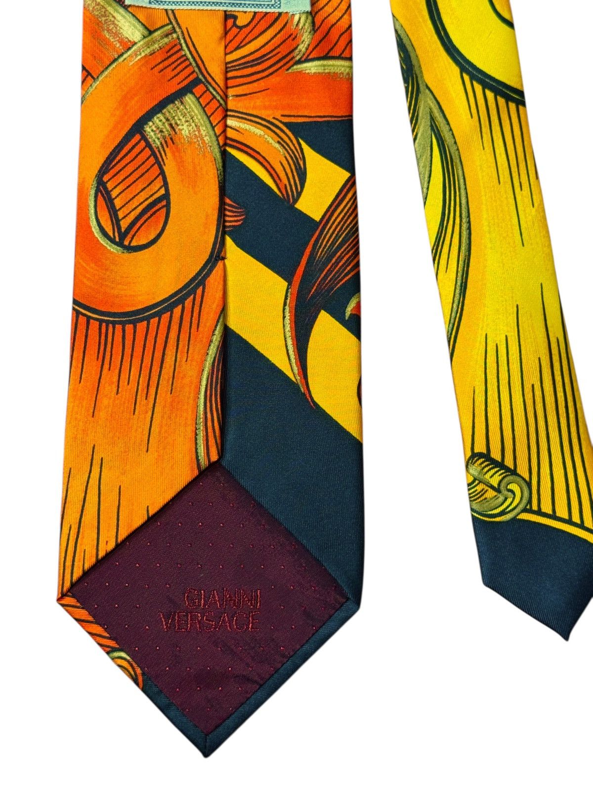 Gianni Versace Striped Baroque Silk Tie Vintage