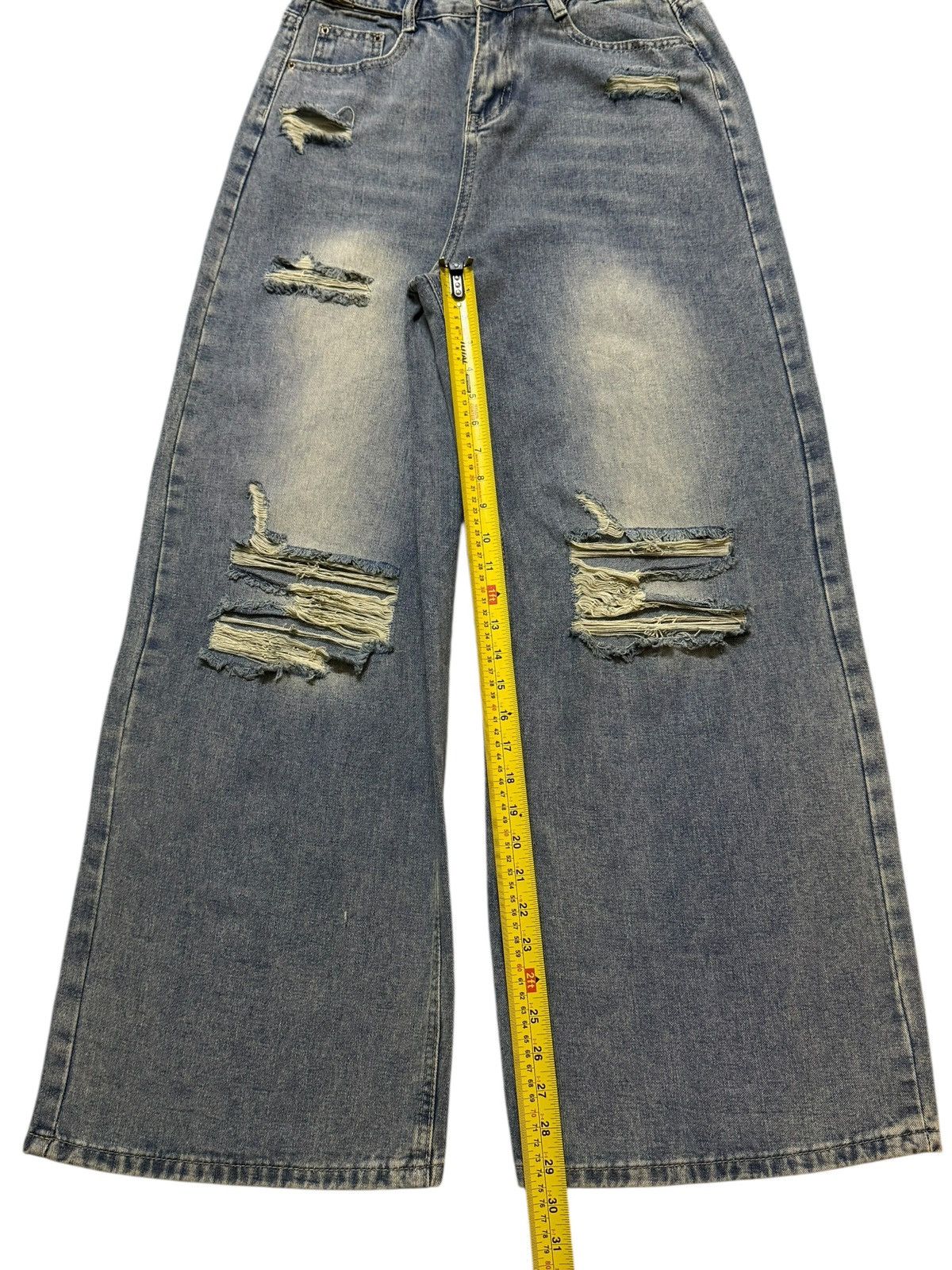 JNCO Vintage Y2K Japanese Brand Faded Wash Ripped Wide Leg Baggy Size US 28 / EU 44 - 9 Thumbnail