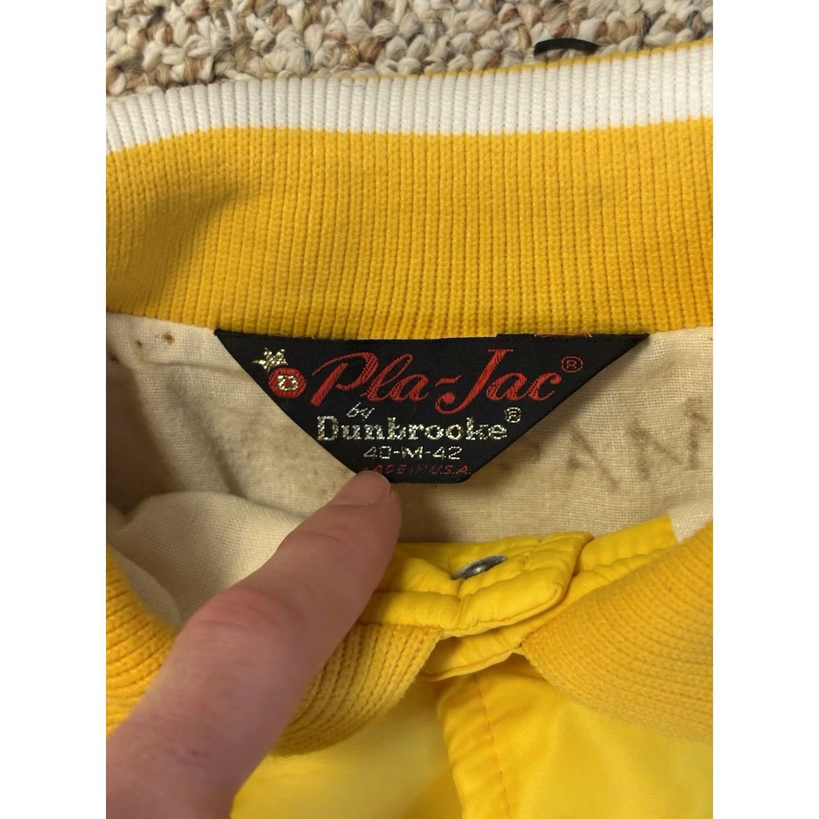 Dunbrooke VTG Dunbrooke Satin Bomber Jacket Yellow Nylon Pla-Jac Greek Life Size M Regular Mens 40-M-42 USA Fraternity Sorority Vintage Bomber Jacket Size US M / EU 48-50 / 2 - 4 Thumbnail