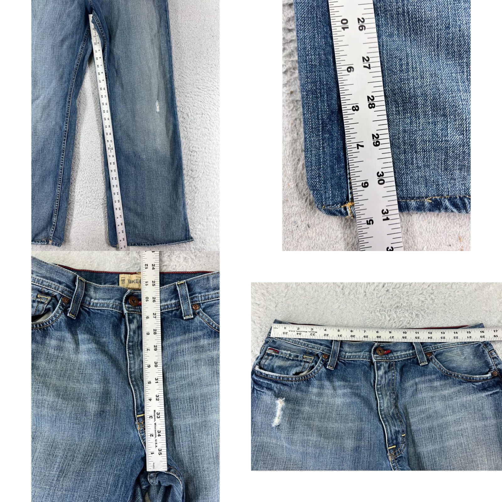 Vintage Buckle Jeans Men 34 Blue Denim 5-Pocket Relaxed Straight Distressed Cotton Blend Button Zipper 32x31 Size US 34 / EU 50 - 8 Thumbnail