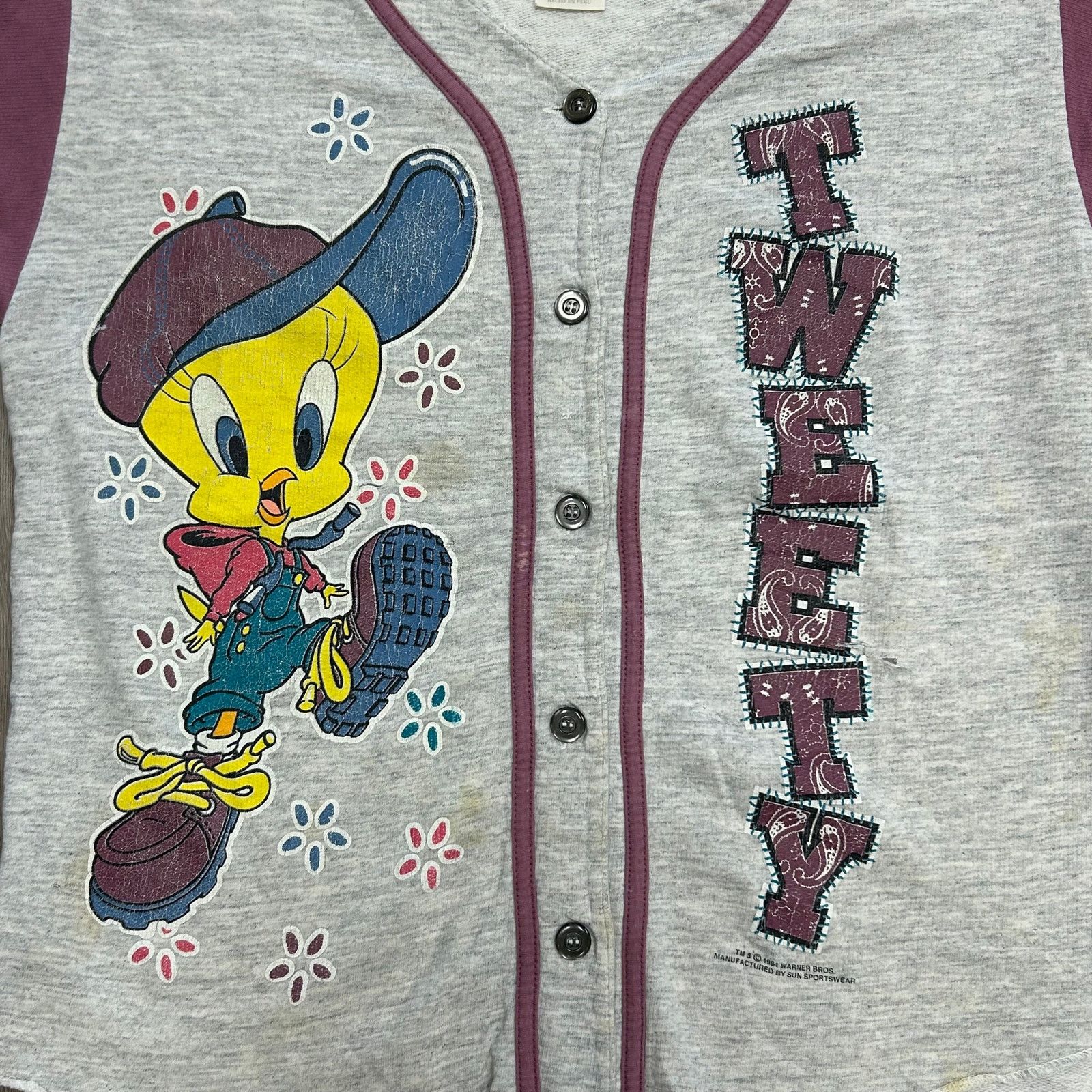 Warner Bros 1994 Warner Bros Looney Tunes Tweety Bird Jersey Small S Size US S / EU 44-46 / 1 - 8 Thumbnail