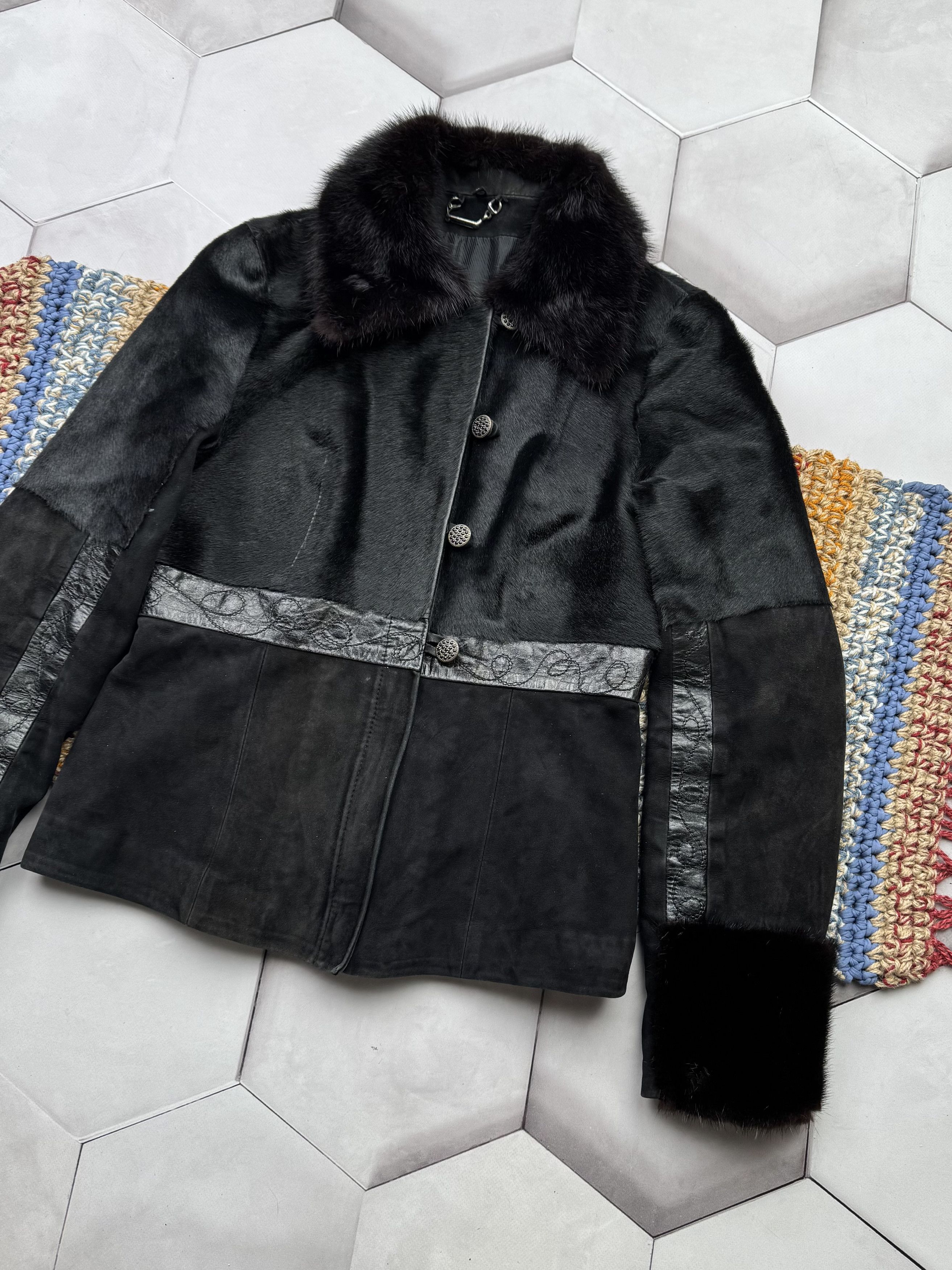 Japanese Brand Vintage Suede/Real Fur Cropped Jacket (E4) Size XS / US 0-2 / IT 36-38 - 3 Thumbnail