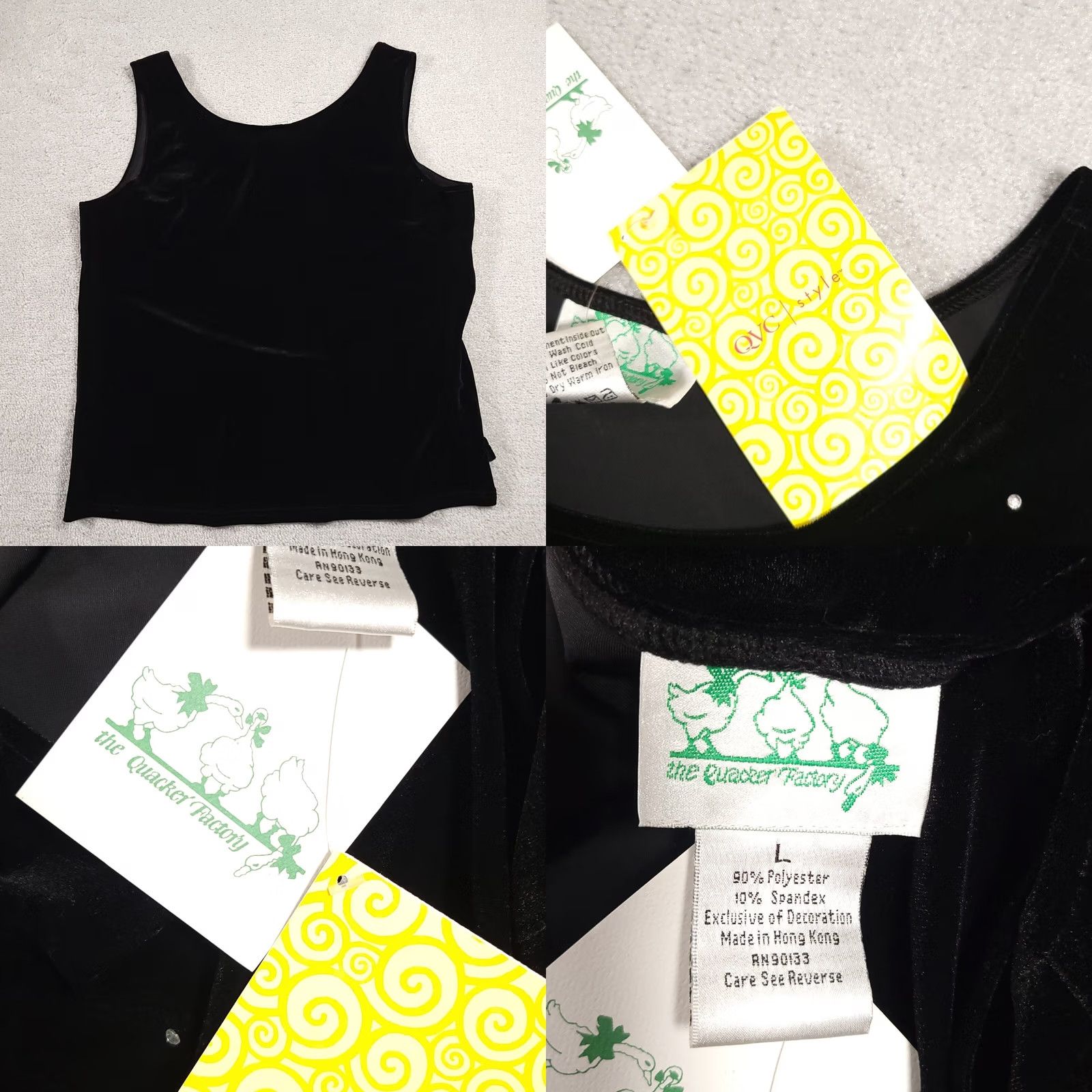 Quacker Factory VINTAGE Quacker Factory Velour Studded Shirt Womens Large Black Sleeveless Tank Size L / US 10 / IT 46 - 8 Thumbnail