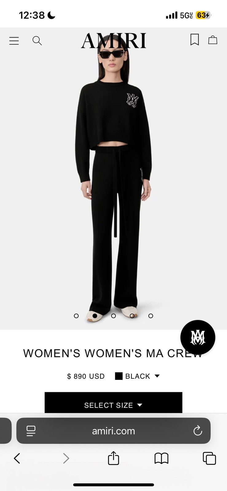 Amiri AMIRI Black Crewneck Sweater with White Monogram Size S / US 4 / IT 40 - 10 Thumbnail