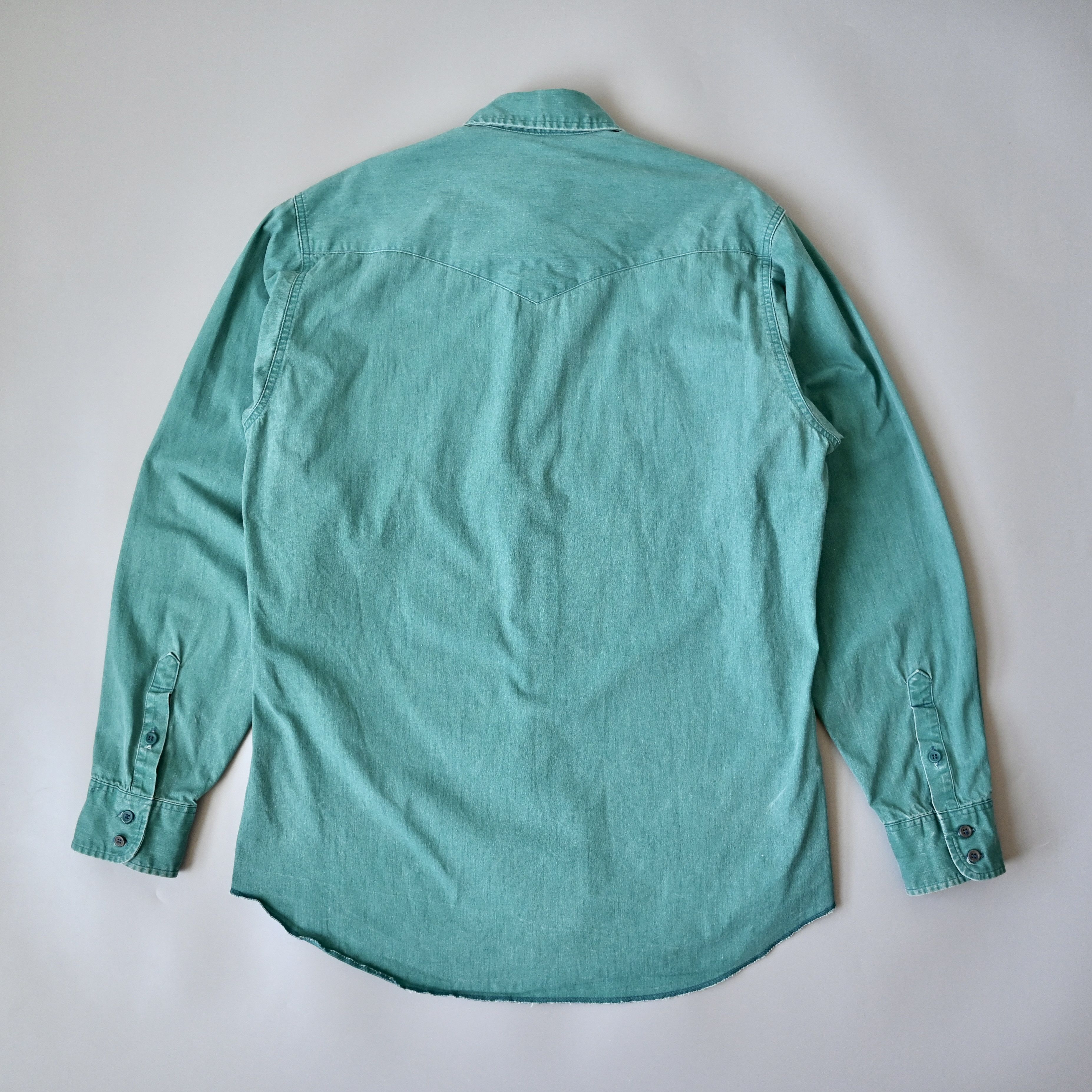 Vintage VTG 90s Wrangler brushpopper shirt solid emerald 16 - 35 Size US L / EU 52-54 / 3 - 2 Thumbnail