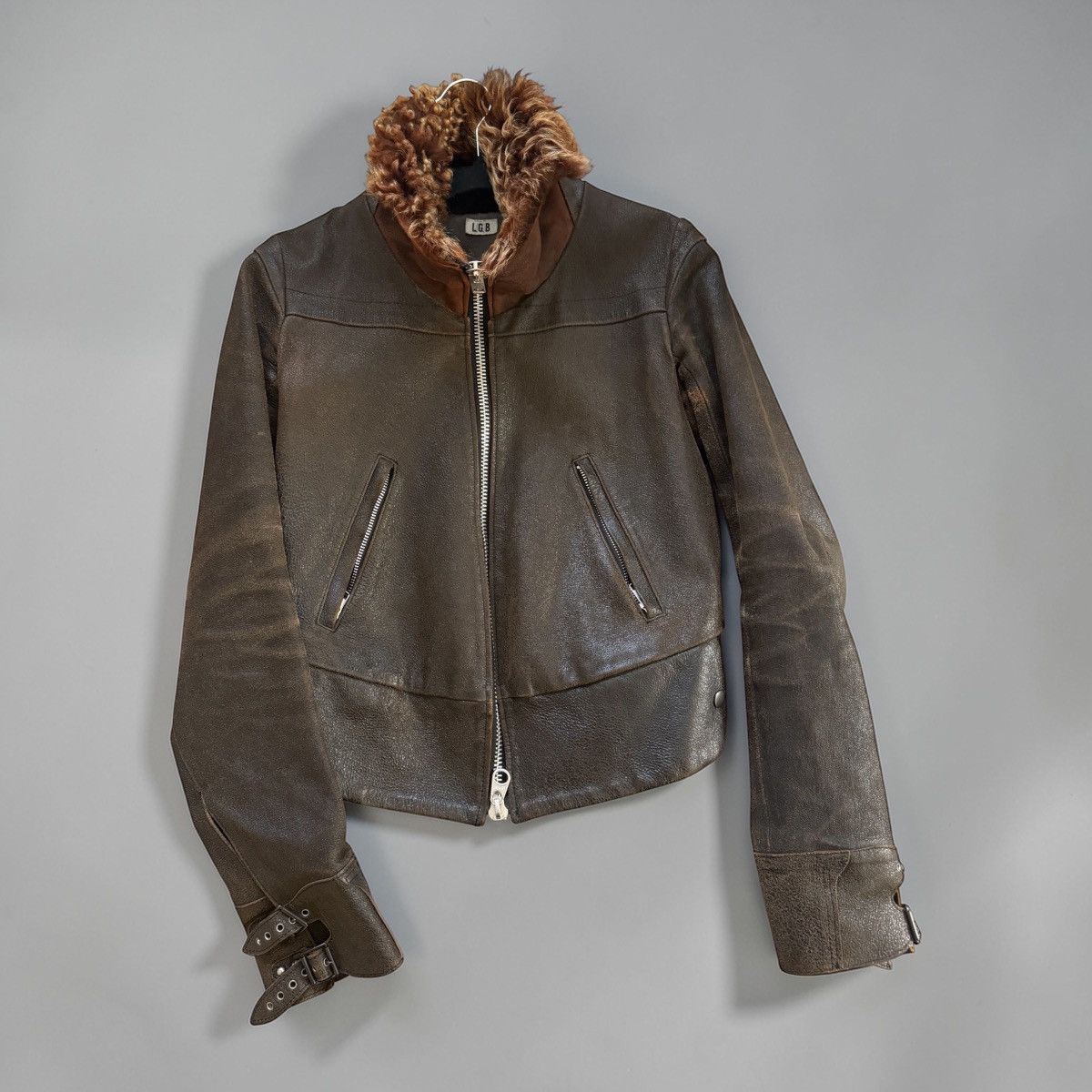 Le Grande Bleu (L.G.B.) LGB brown aviator style fur leather jacket Size US S / EU 44-46 / 1 - 1 Thumbnail
