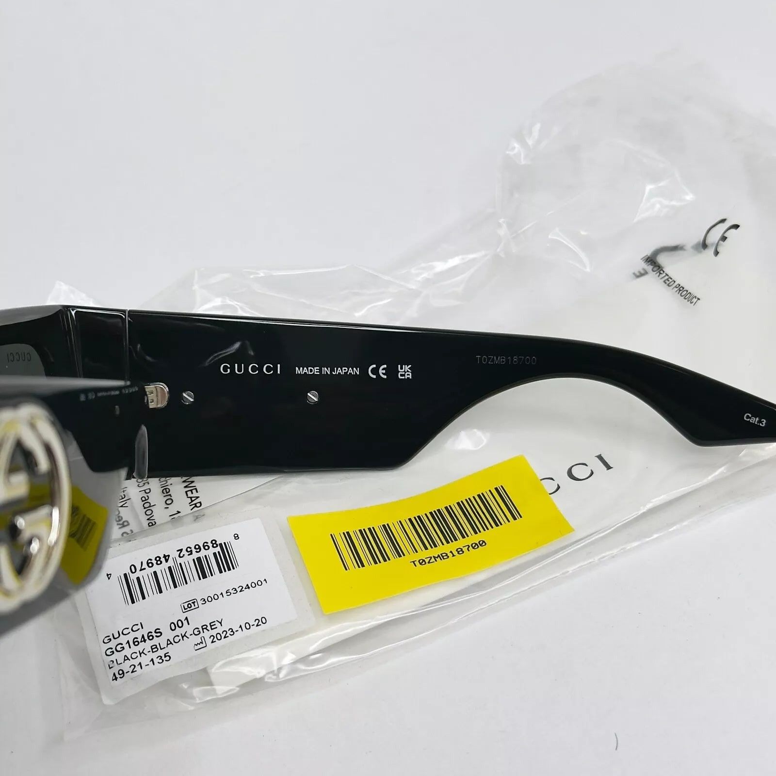 Gucci GUCCI 1646 Black Narrow Rectangular Gg 1646 S Sunglasses 001 Size ONE SIZE - 9 Thumbnail
