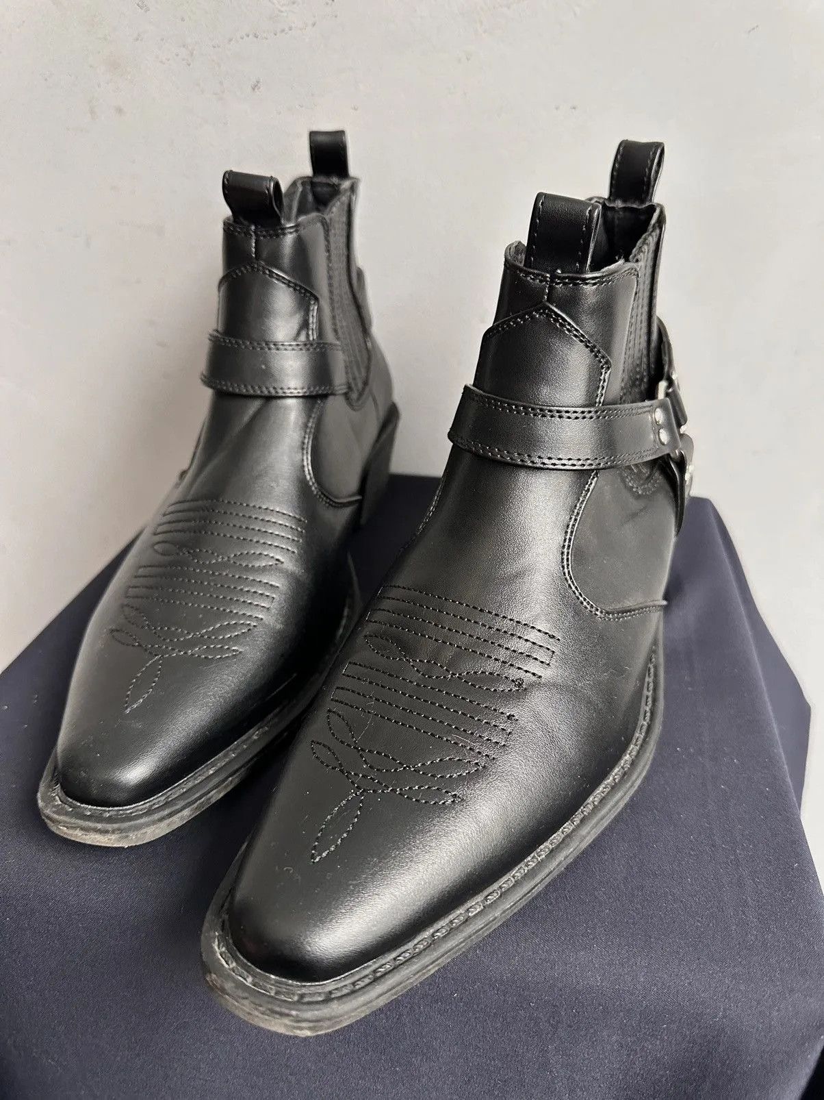 Western Rise VINTAGE BOOTS LEATHER AS 98 COWBOYS GUIDI WESTERN STYLE GOA Size US 7.5 / EU 40-41 - 6 Thumbnail