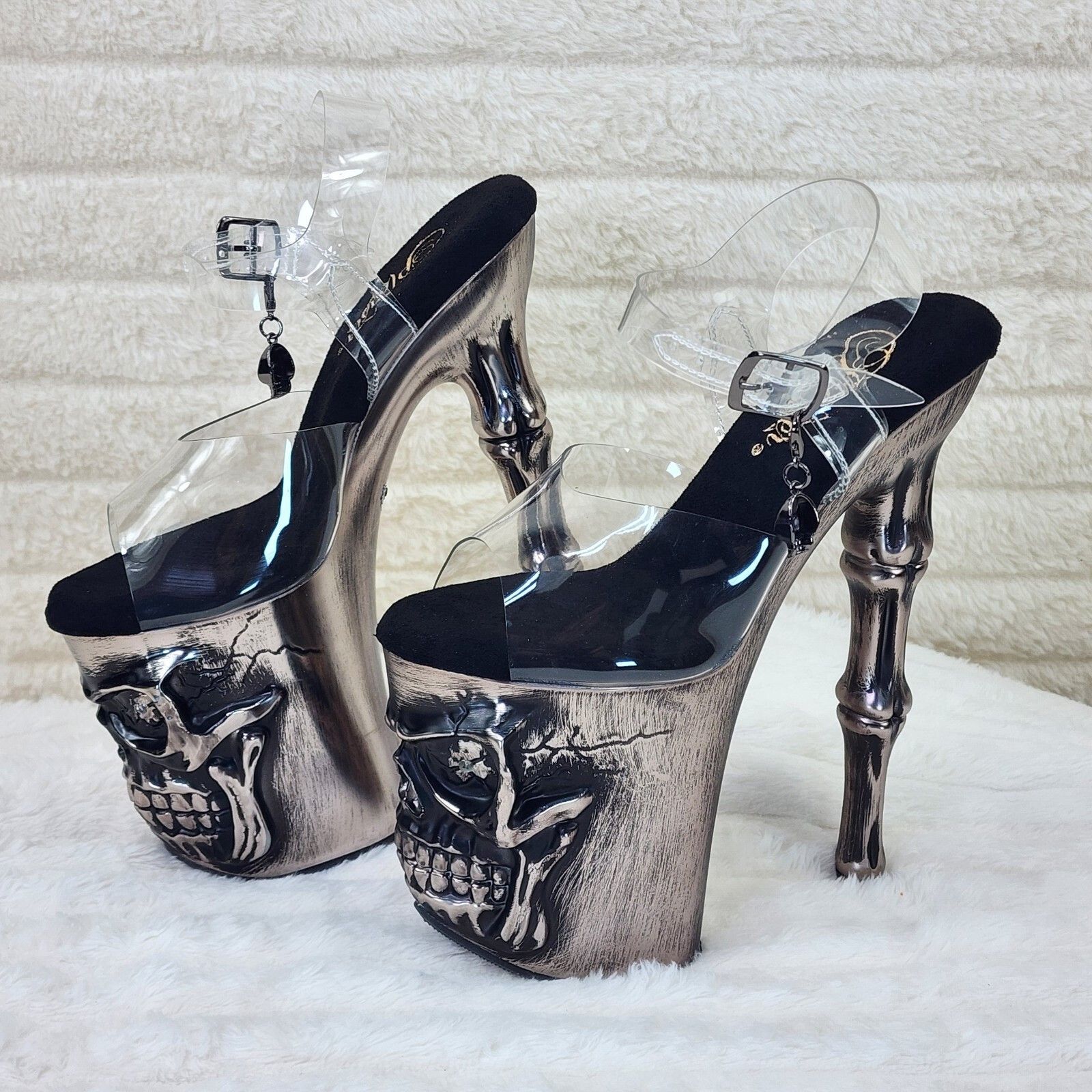 Other Rapture Clear Pewter Skull & Bones LED 8" High Heel Platform Size US 10 / IT 40 - 6 Thumbnail