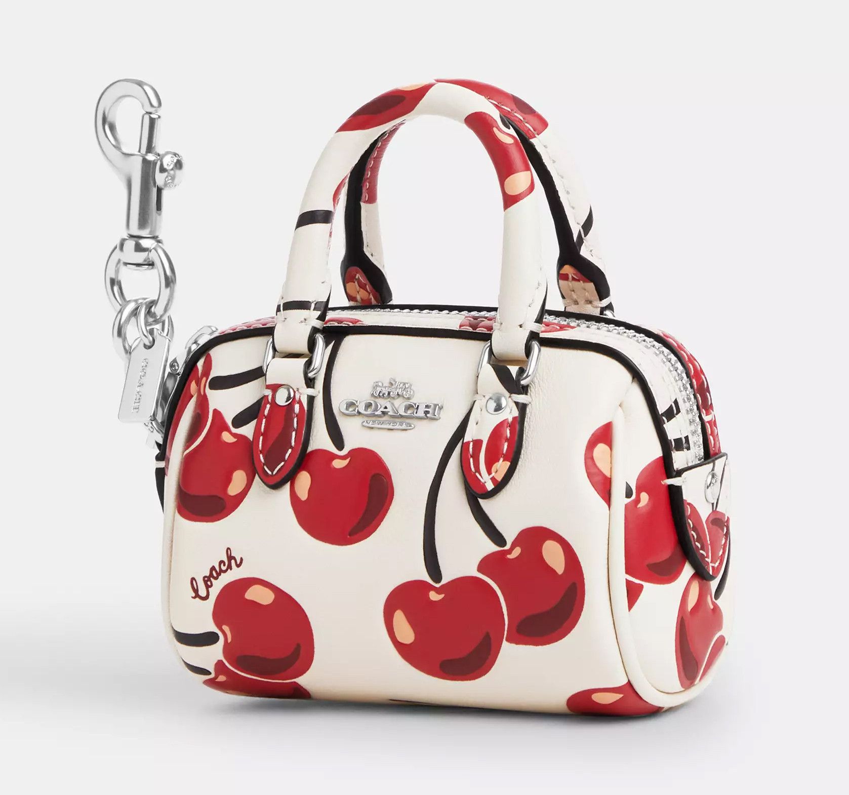 Coach 🍒 Mini Rowan Bag Charm With Cherry Print CZ082 Size ONE SIZE - 5 Thumbnail