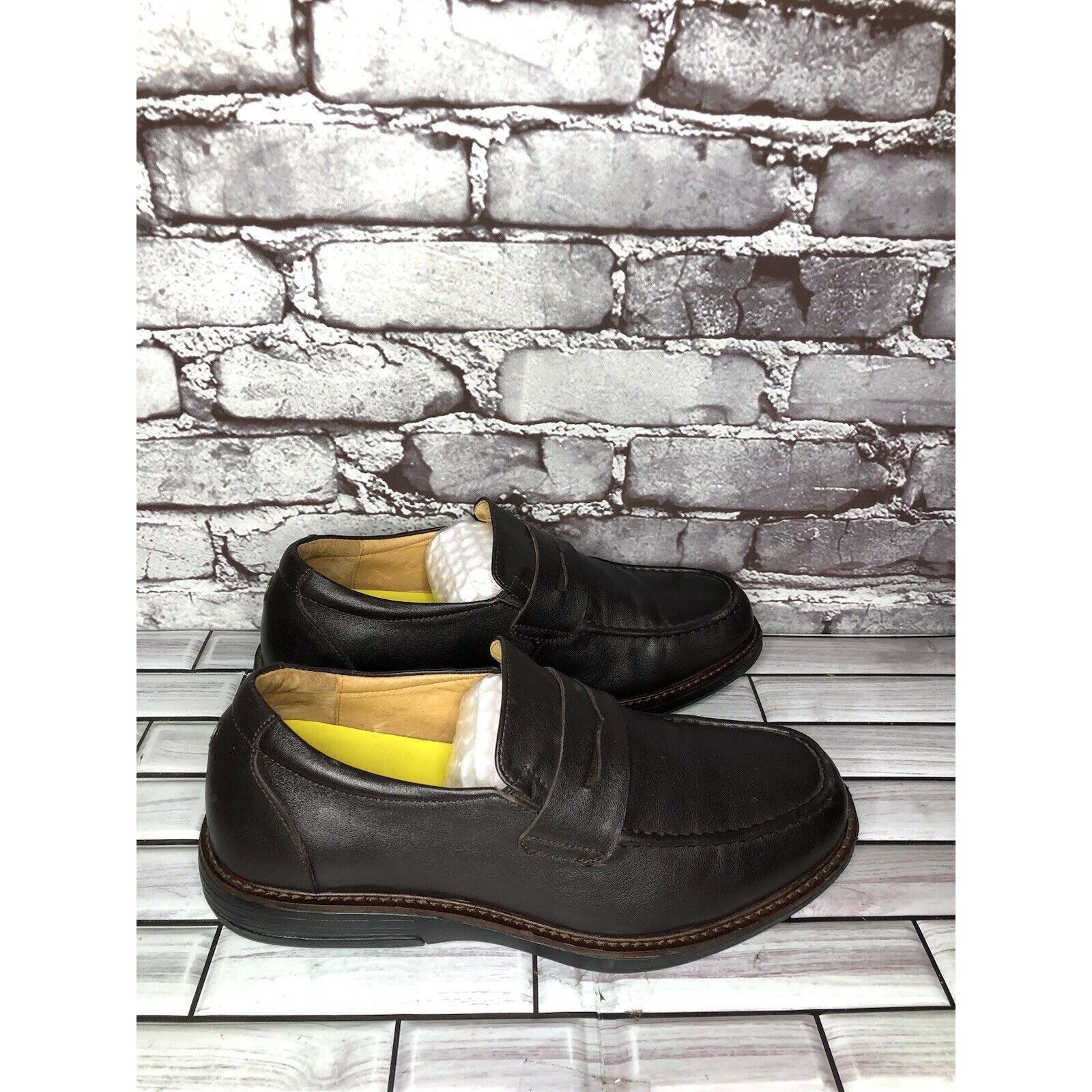 Other Gravity Defyer Ludvig Brown Leather Slip On Loafers Shoes Me Size US 8 / EU 41 - 11 Thumbnail