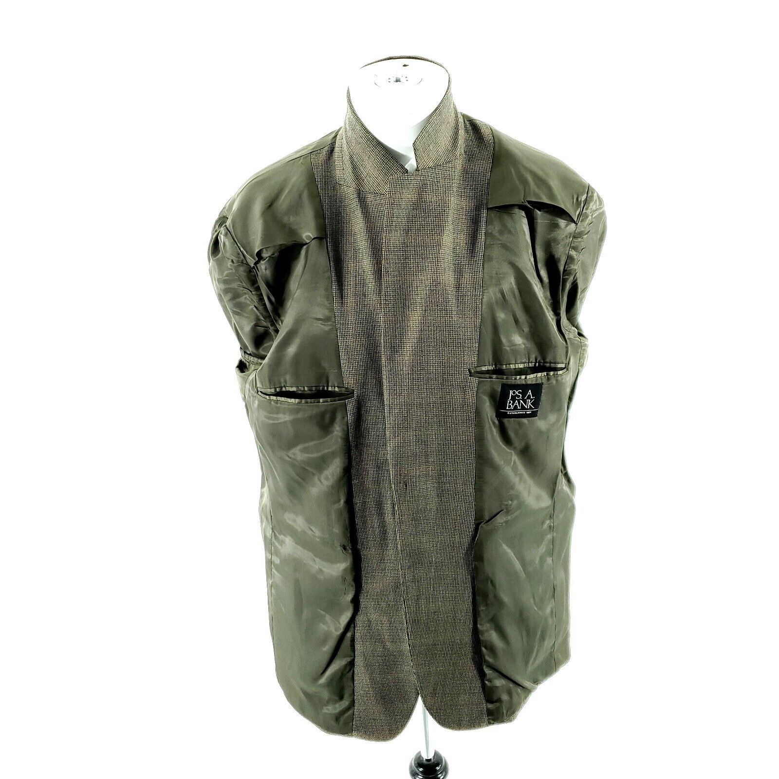 Jos. A. Bank Jos A Bank Tweed Wool 2 Button Sport Coat 44R Green Blue Che Size 44R - 9 Thumbnail