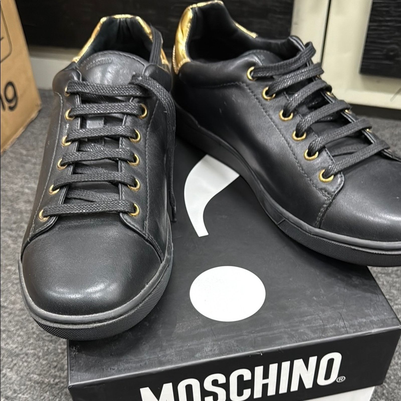 Moschino NWT Moschino Men's Black and Gold Sneakers Size 41 US 9.5 Size US 9.5 / EU 42-43 - 1 Thumbnail