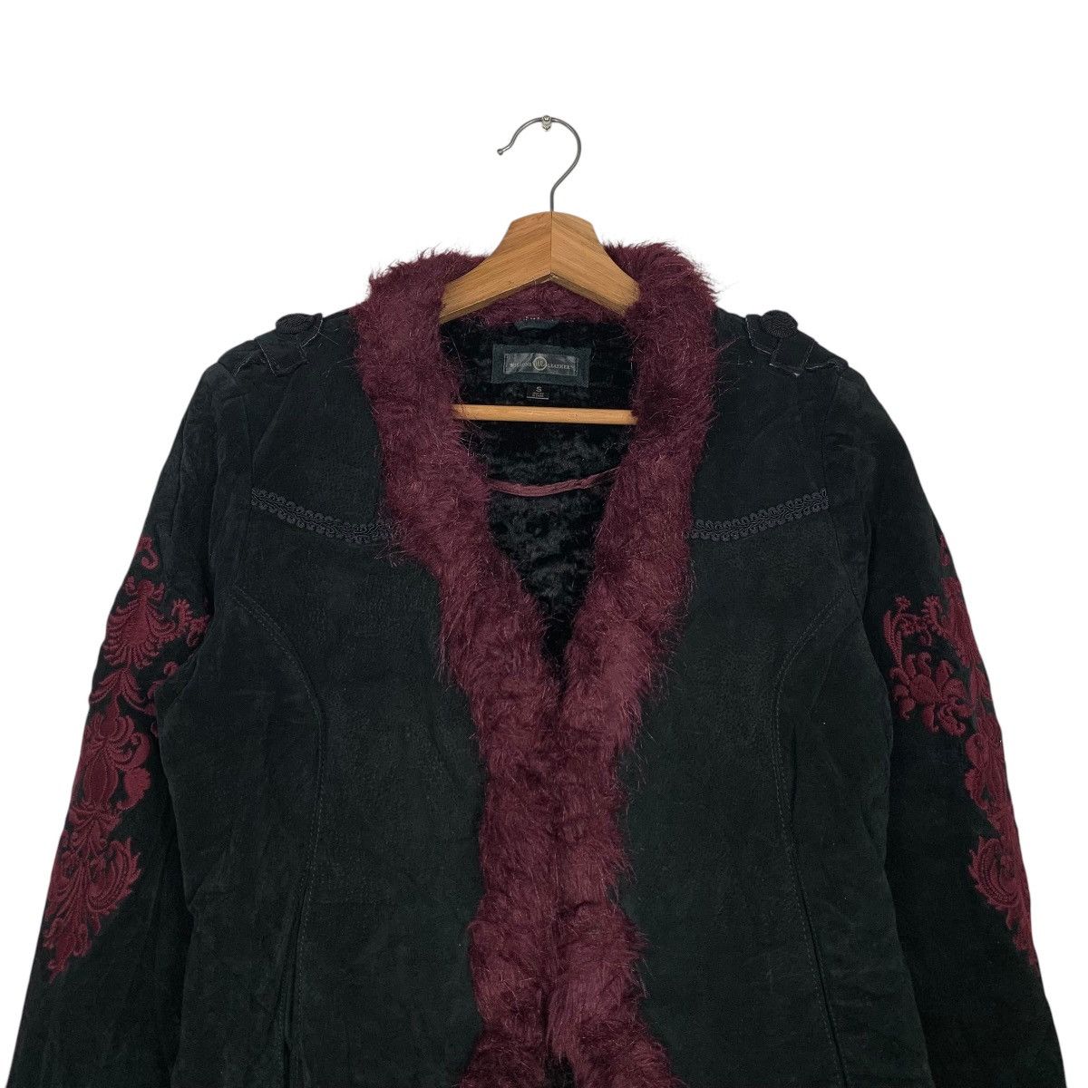 Wilsons Leather WILSONS LEATHER Fur Lined Suede Jacket Crop Jacket #2166-C95 Size S / US 4 / IT 40 - 2 Thumbnail