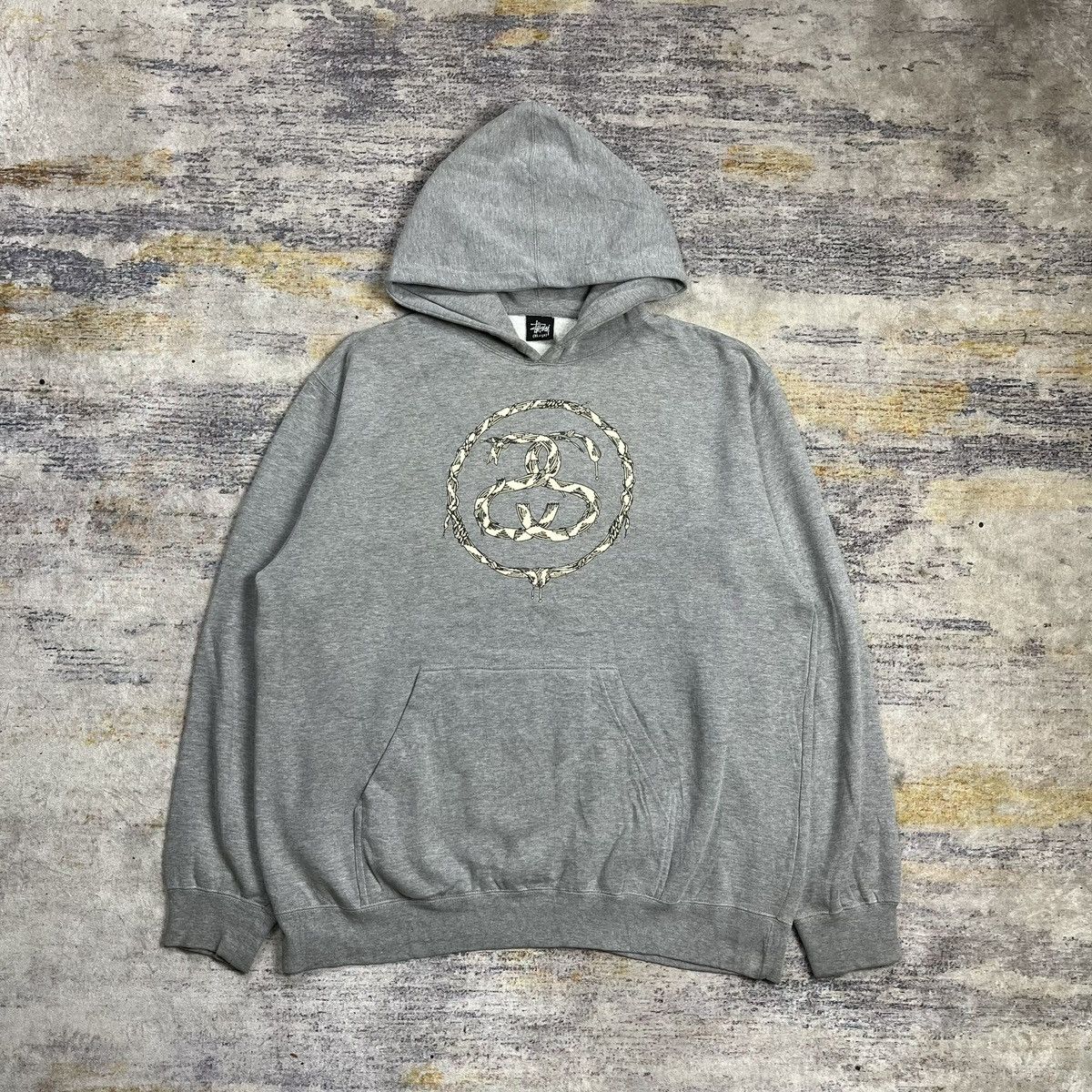 Vintage Stussy big logo hoodie grey