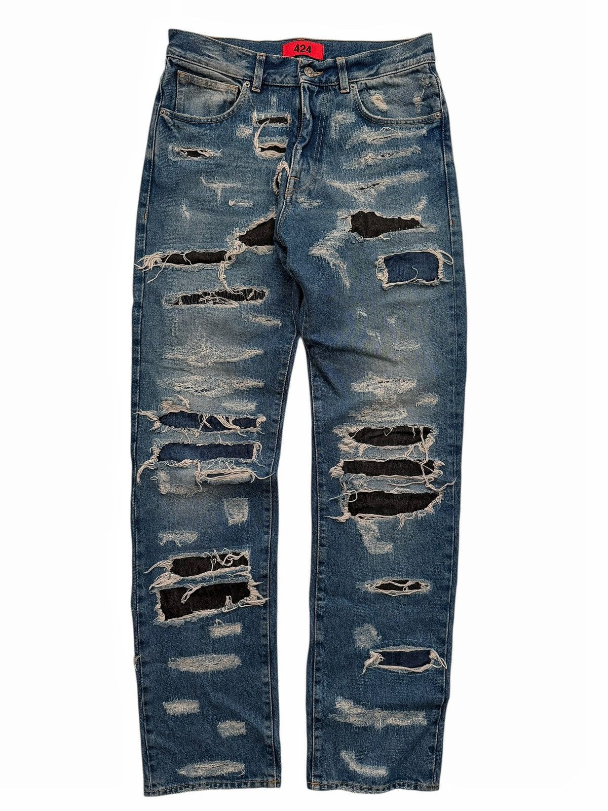424 2024 Destroyed Distressed Patch Denim Size US 30 / EU 46 - 1 Thumbnail