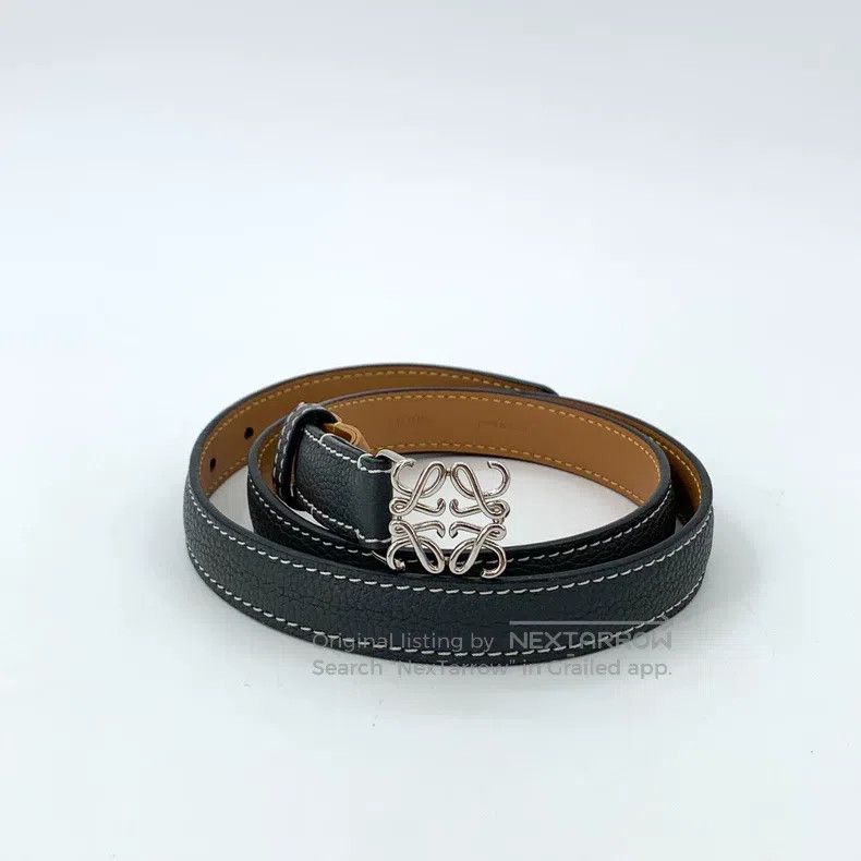 Loewe Loewe size 90 Black logo metal smooth buckle leather belt Size ONE SIZE - 1 Thumbnail